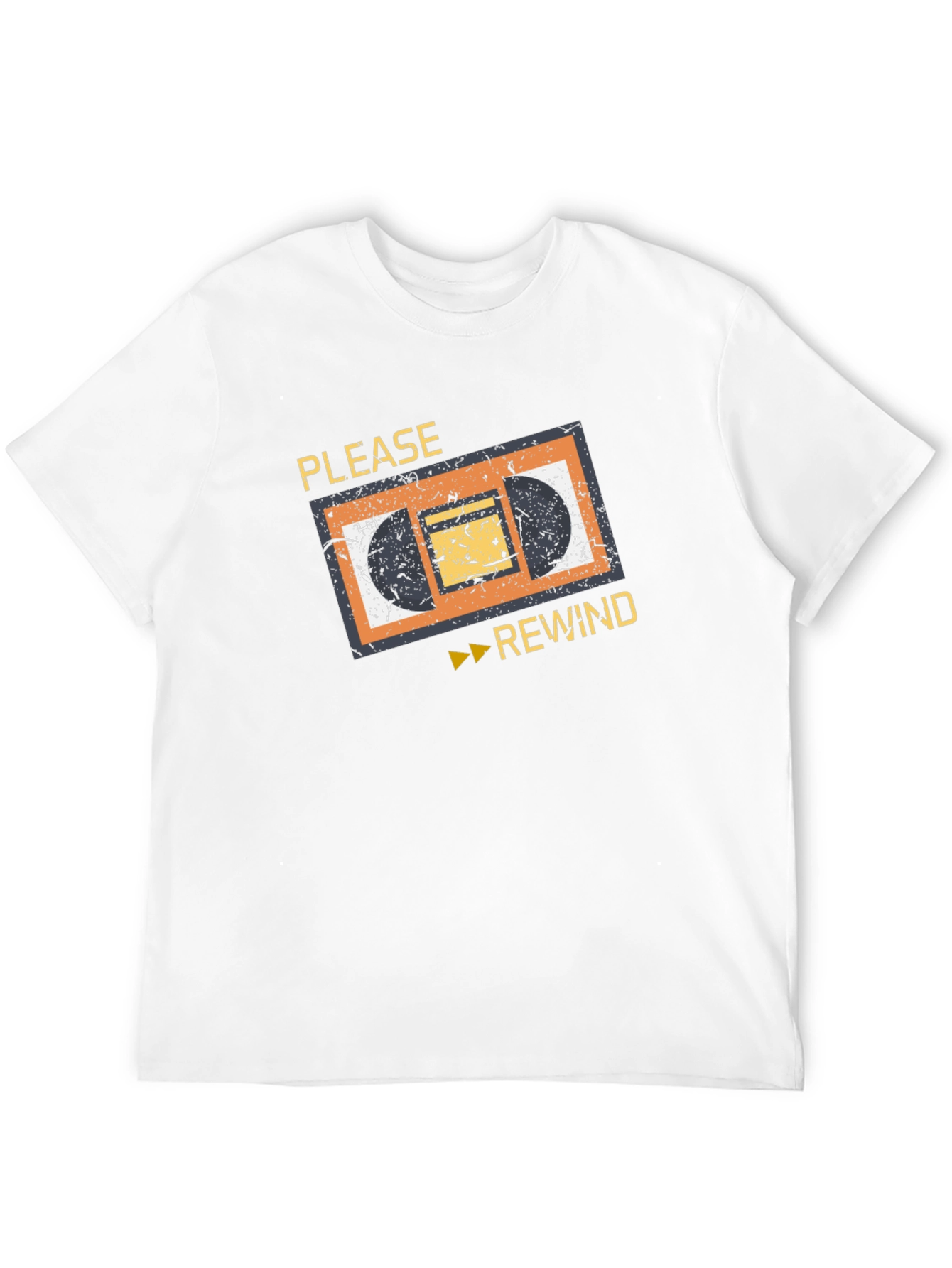 Retro VHS Rewind Graphic Tee - Black Cotton T-Shirt