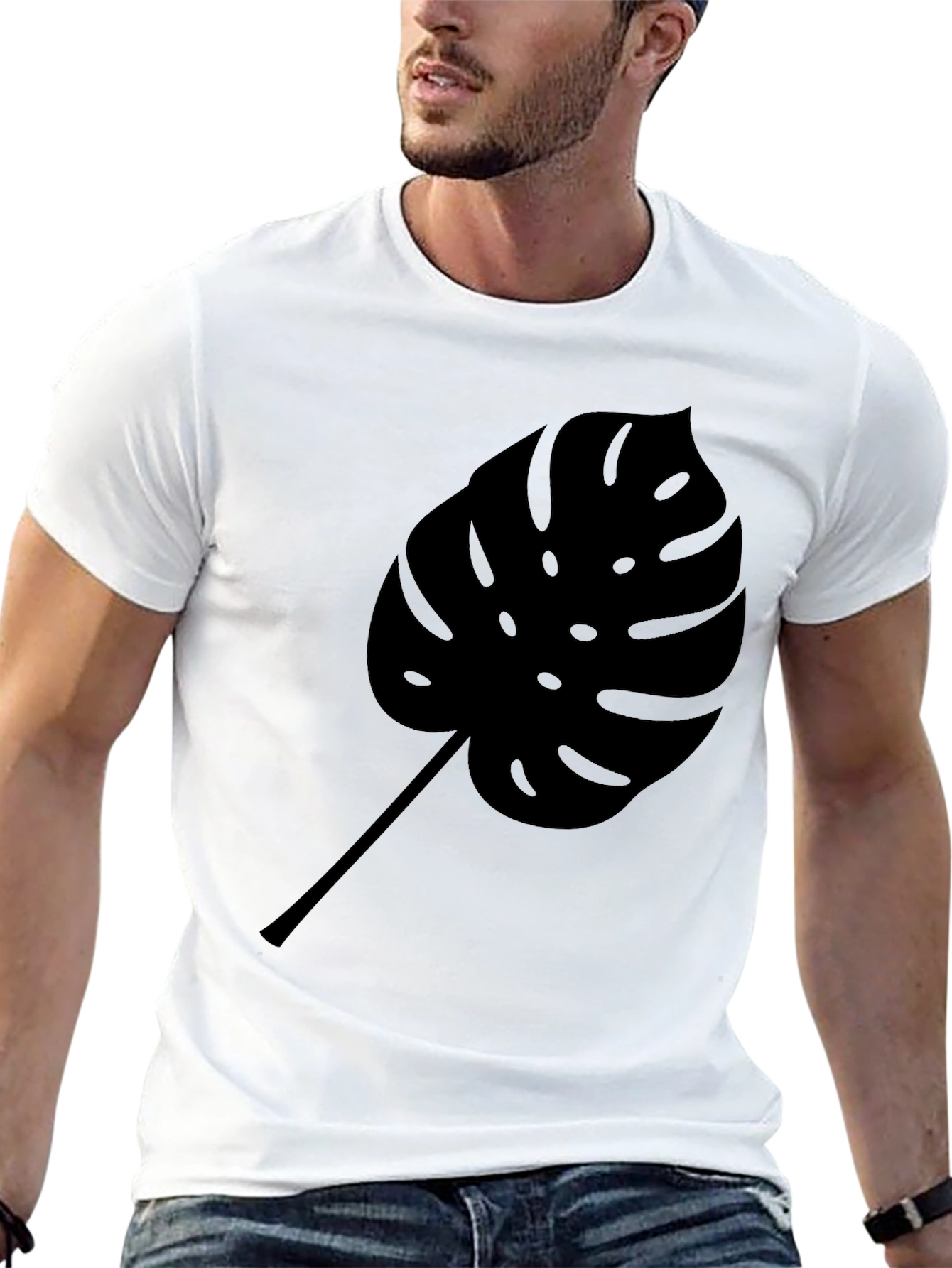 Monstera Leaf Graphic Black T-Shirt