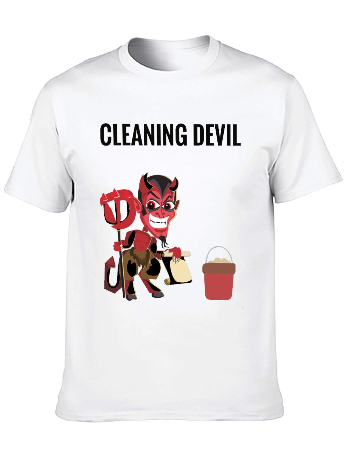 Cleaning Devil T-Shirt - Funny Cartoon Graphic Tee