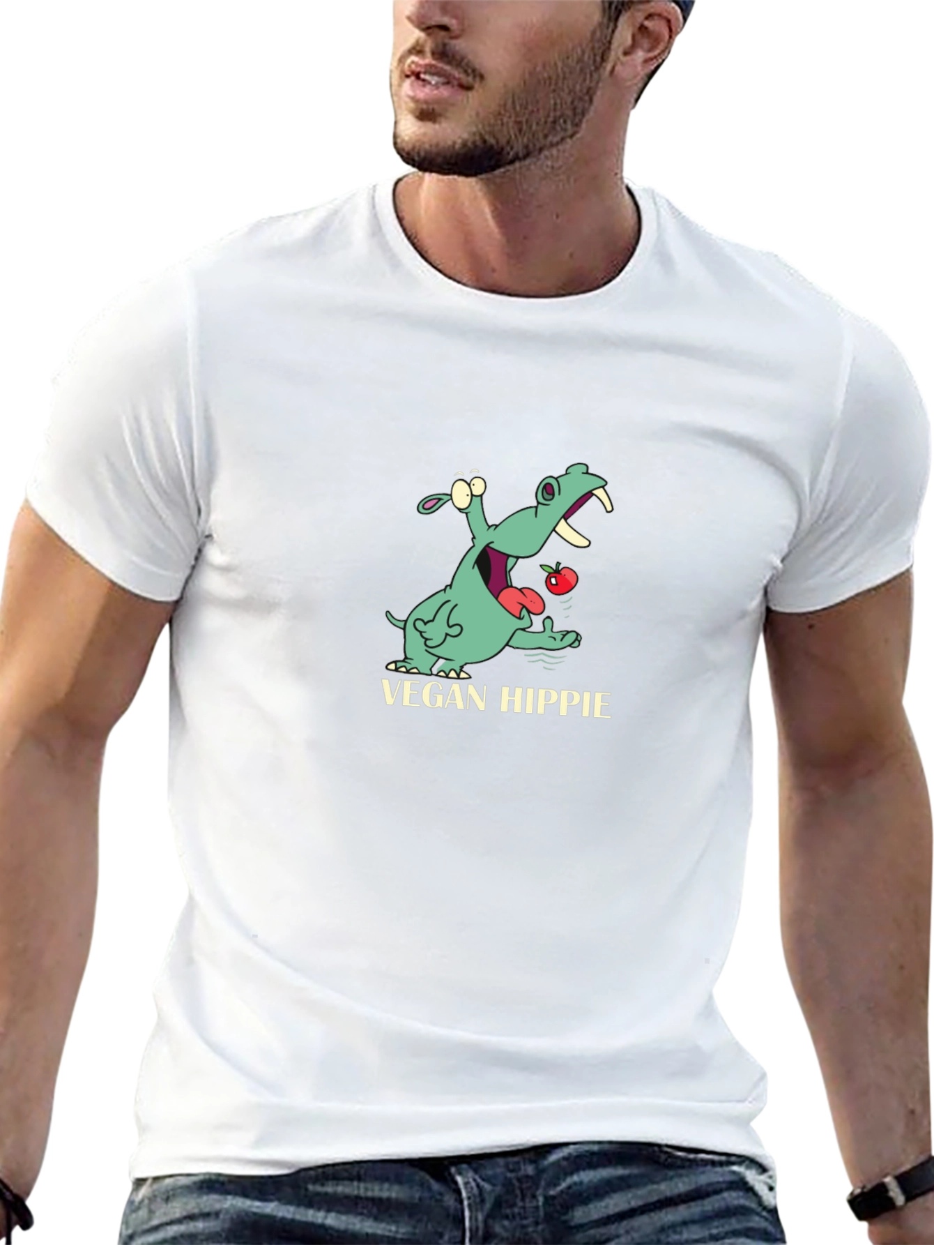 Vegan Hippie T-Shirt - Cute Hippopotamus Graphic Tee