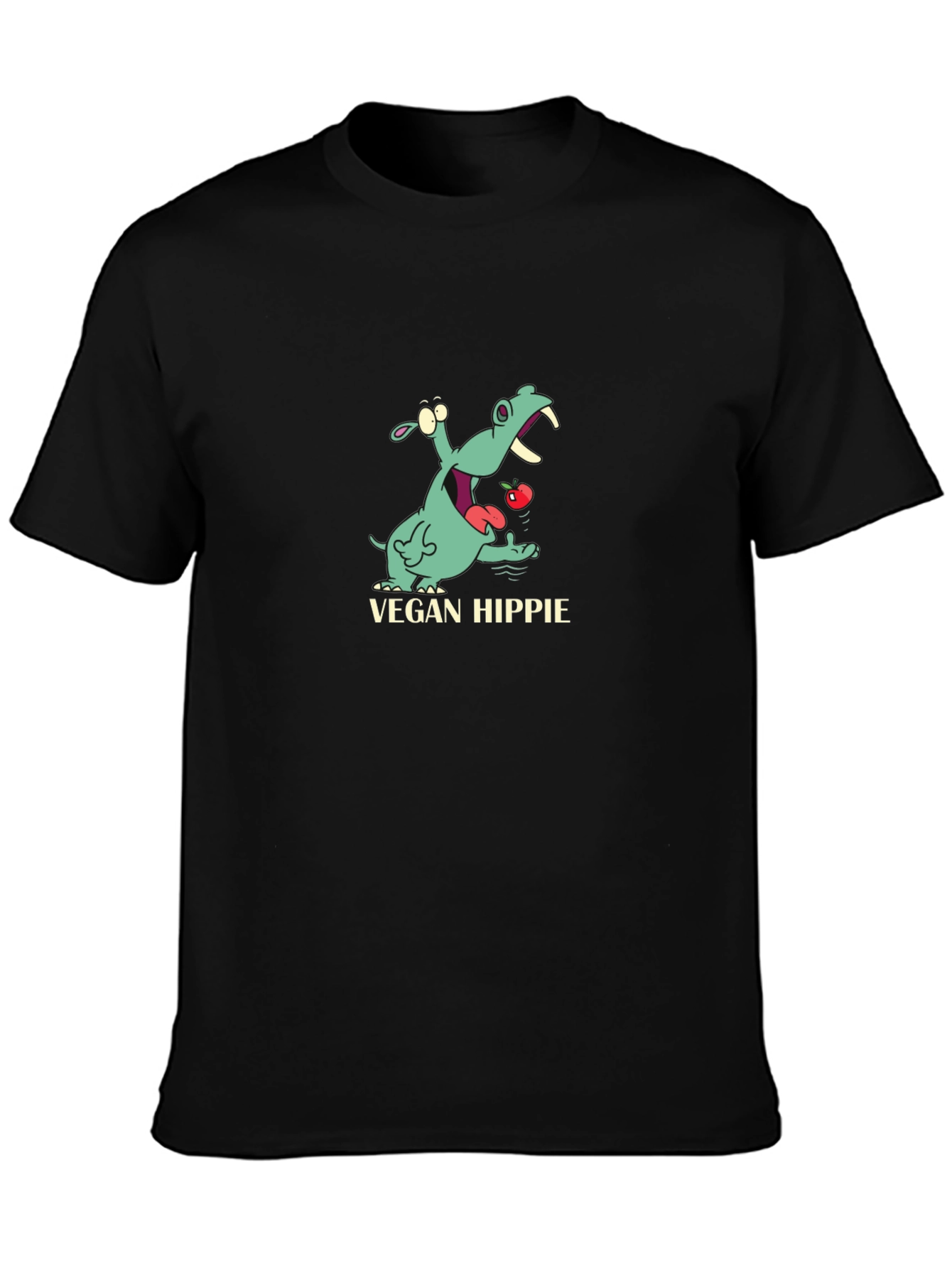 Vegan Hippie T-Shirt - Cute Hippopotamus Graphic Tee