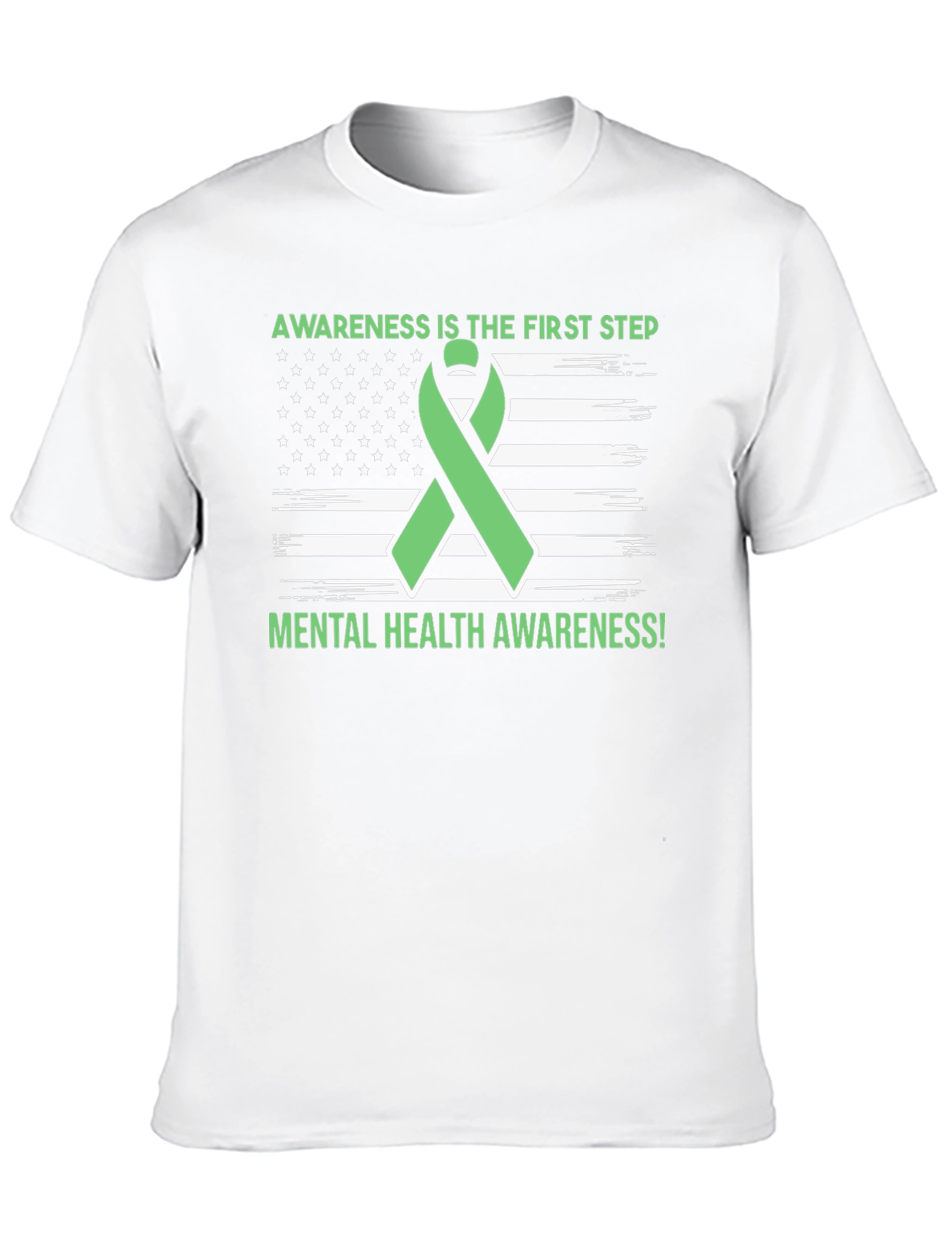 Mental Health Awareness Ribbon USA Flag T-Shirt