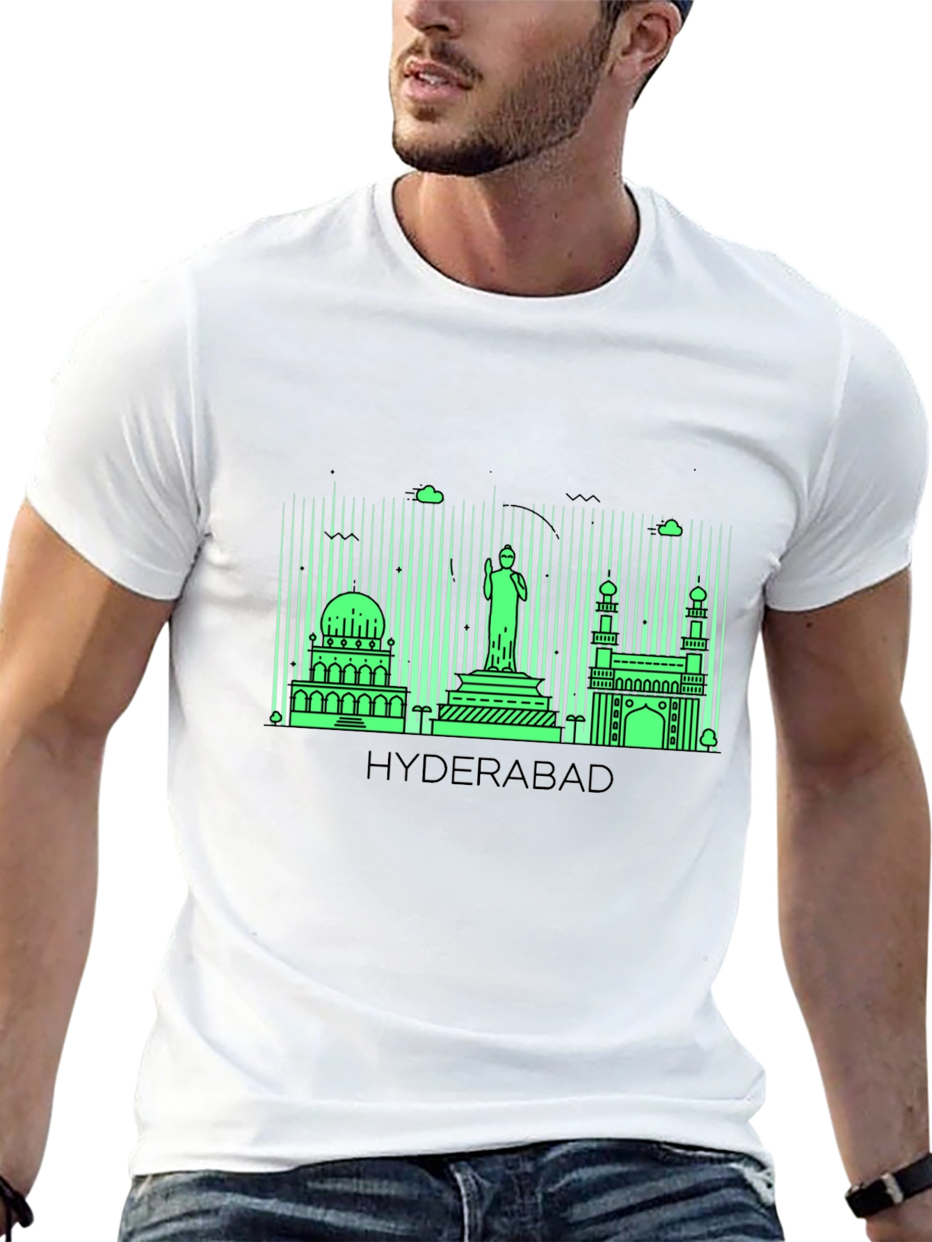 Hyderabad Skyline Graphic Tee - Trendy City Souvenir