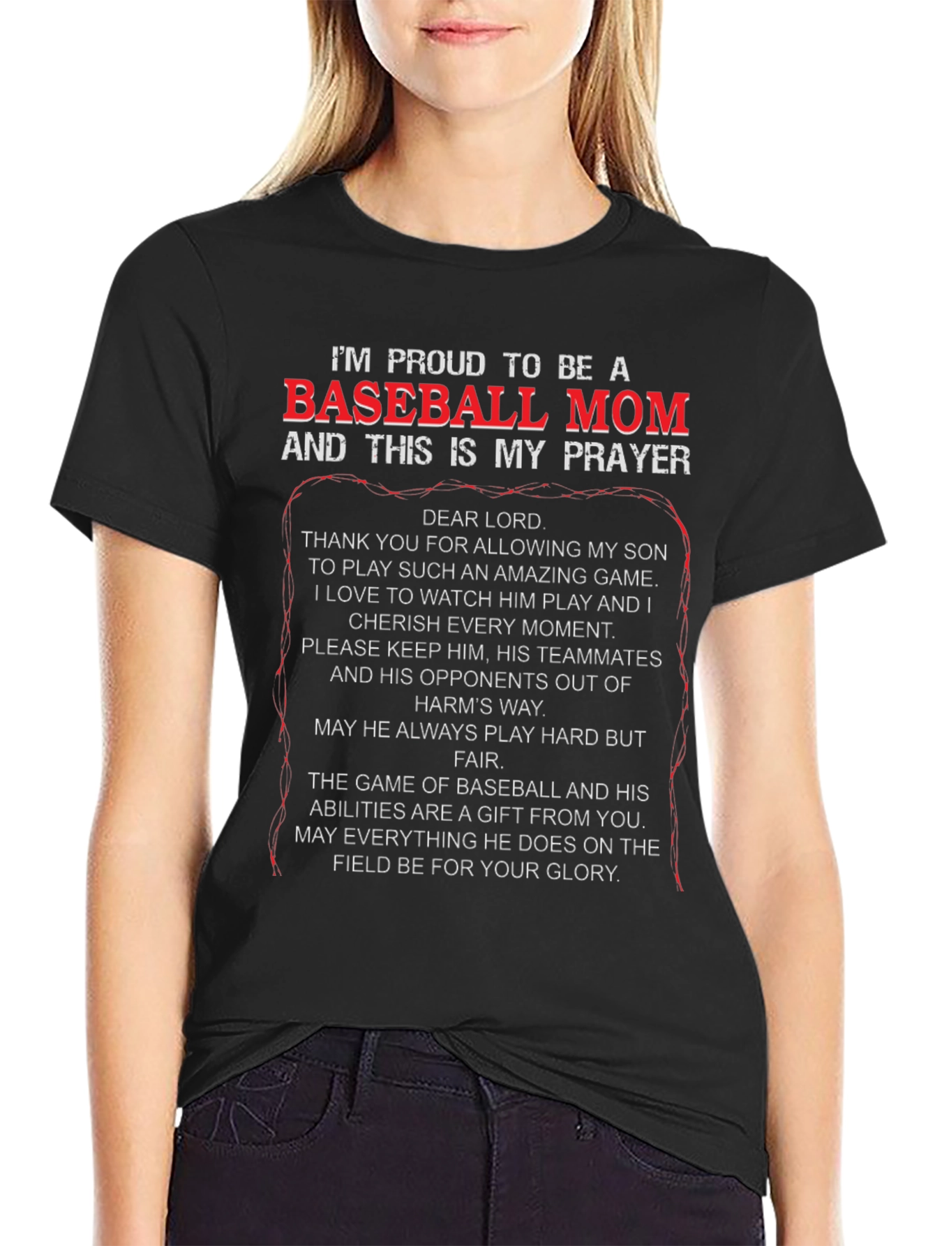 Proud Baseball Mom Prayer T-Shirt