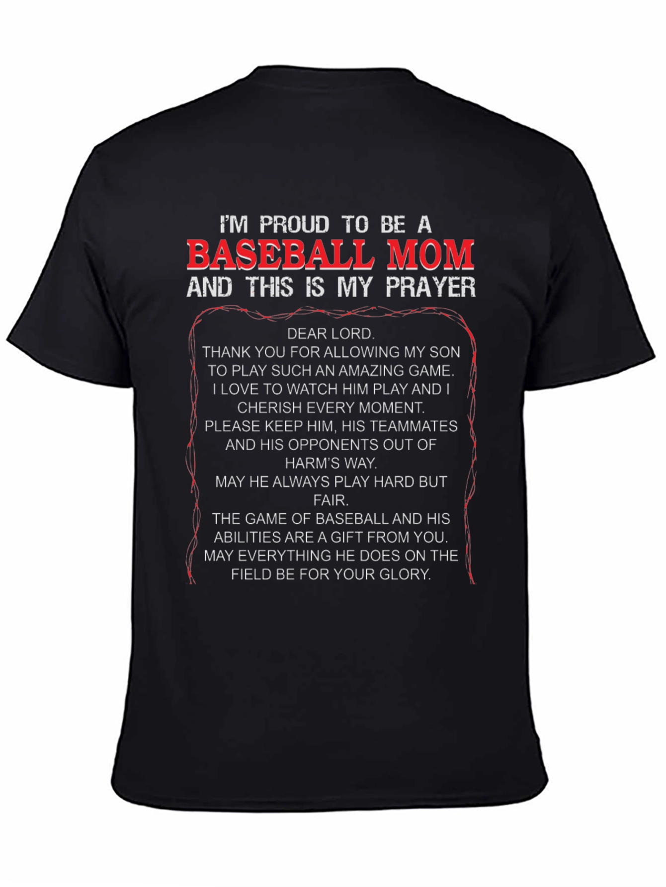 Proud Baseball Mom Prayer T-Shirt