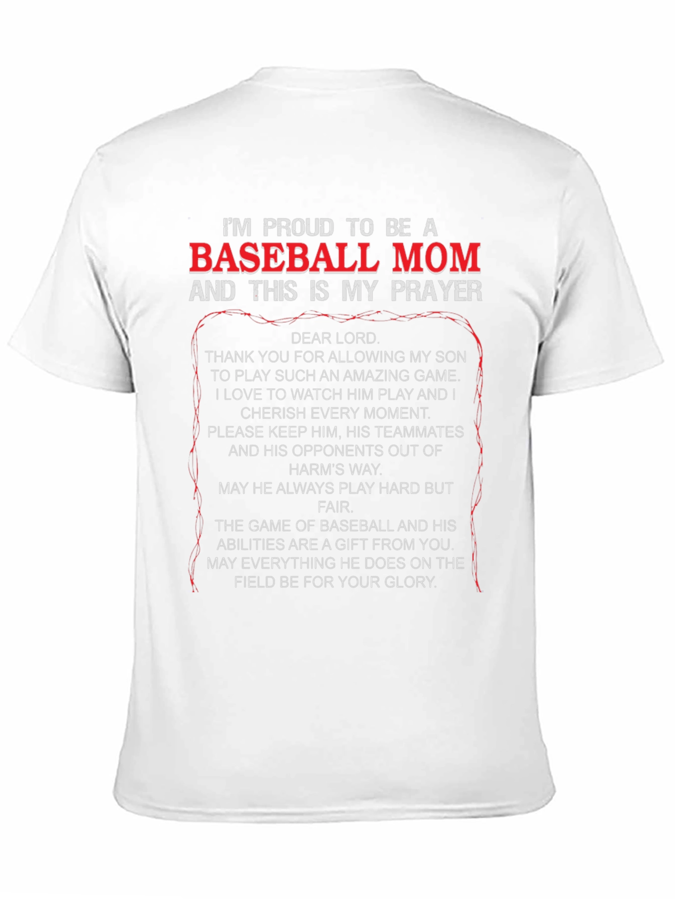 Proud Baseball Mom Prayer T-Shirt