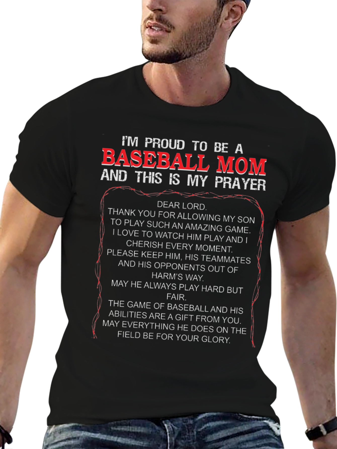 Proud Baseball Mom Prayer T-Shirt