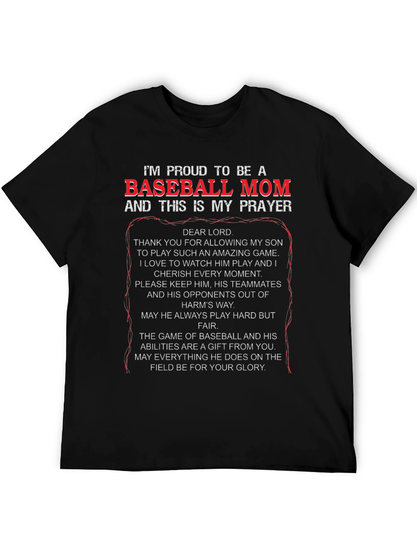Proud Baseball Mom Prayer T-Shirt