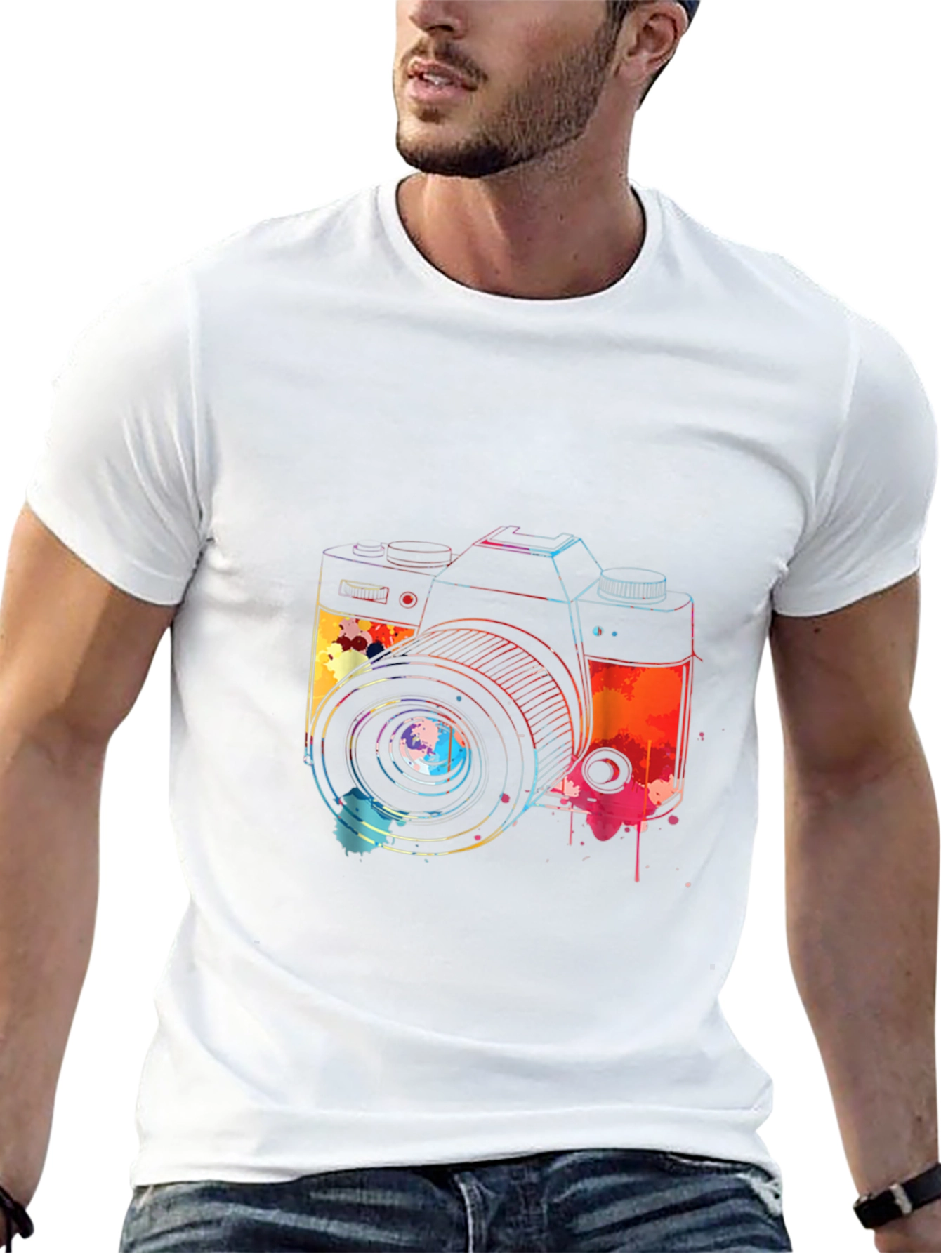 Watercolor Camera Graphic T-Shirt