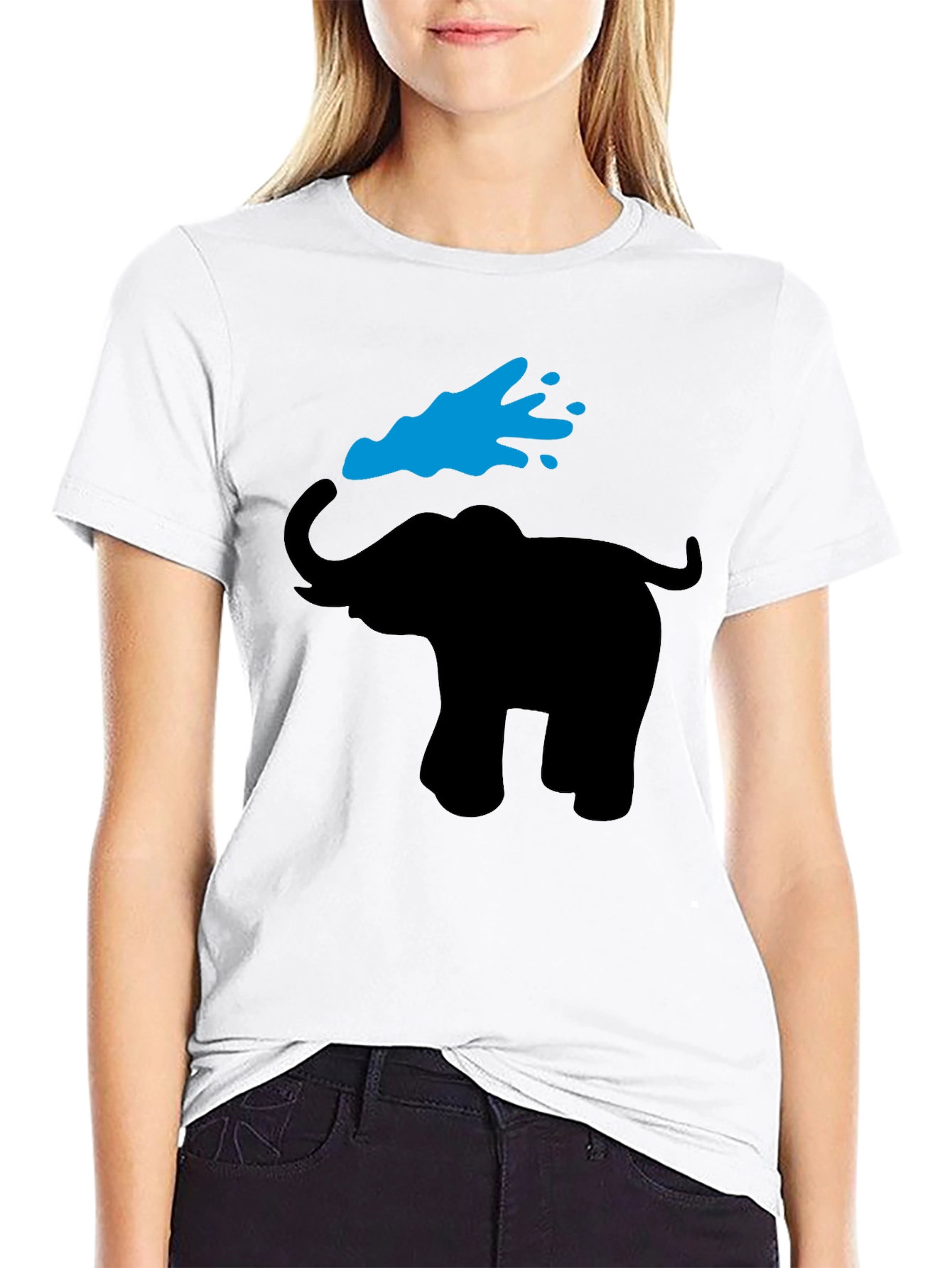 Elephant Graphic Tee - Black Cotton T-Shirt