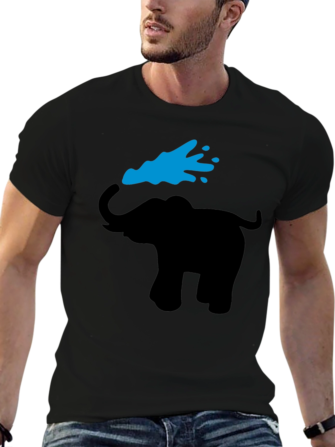 Elephant Graphic Tee - Black Cotton T-Shirt