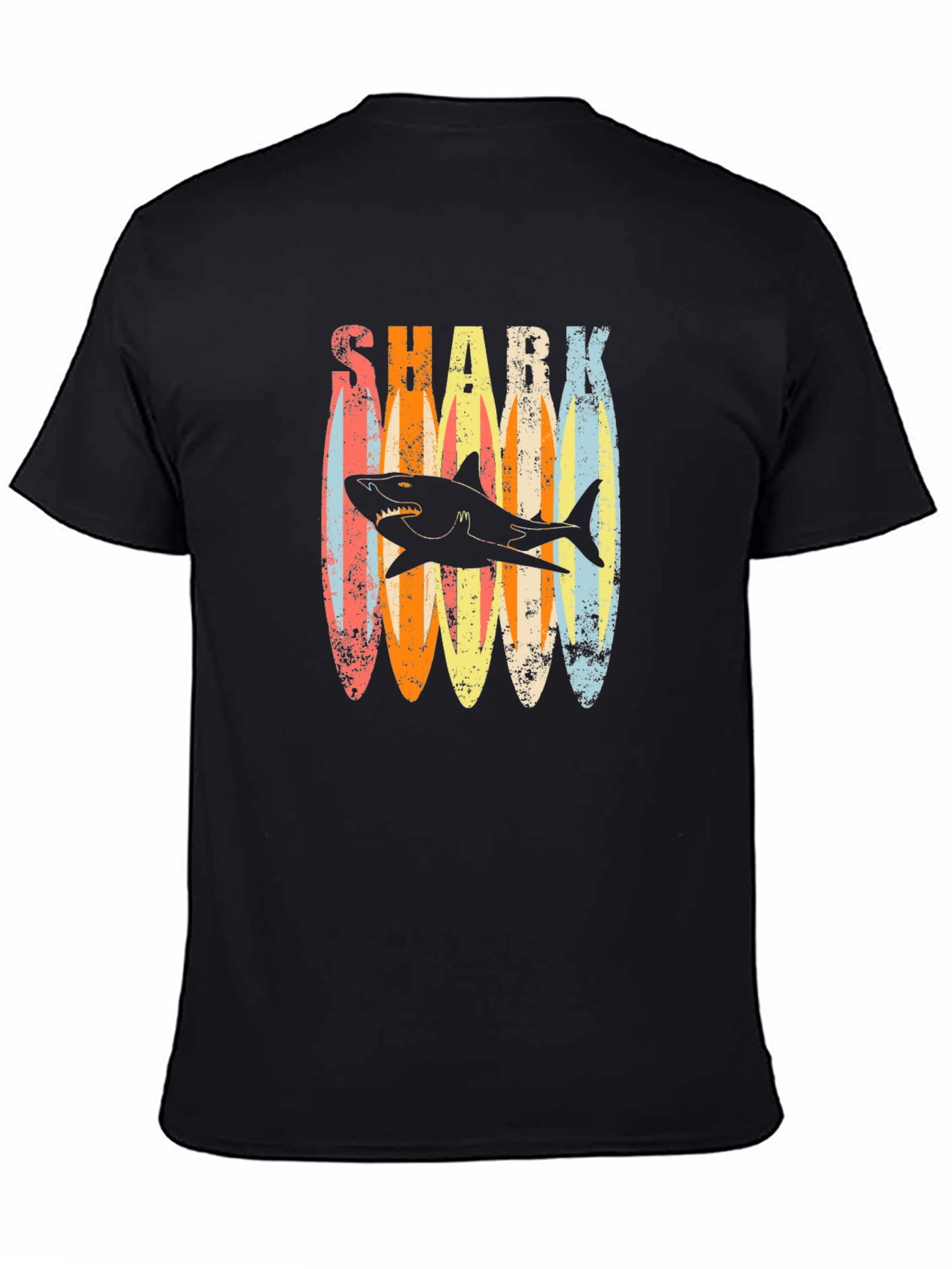 Retro Shark Surfboard T-Shirt - Casual Graphic Tee