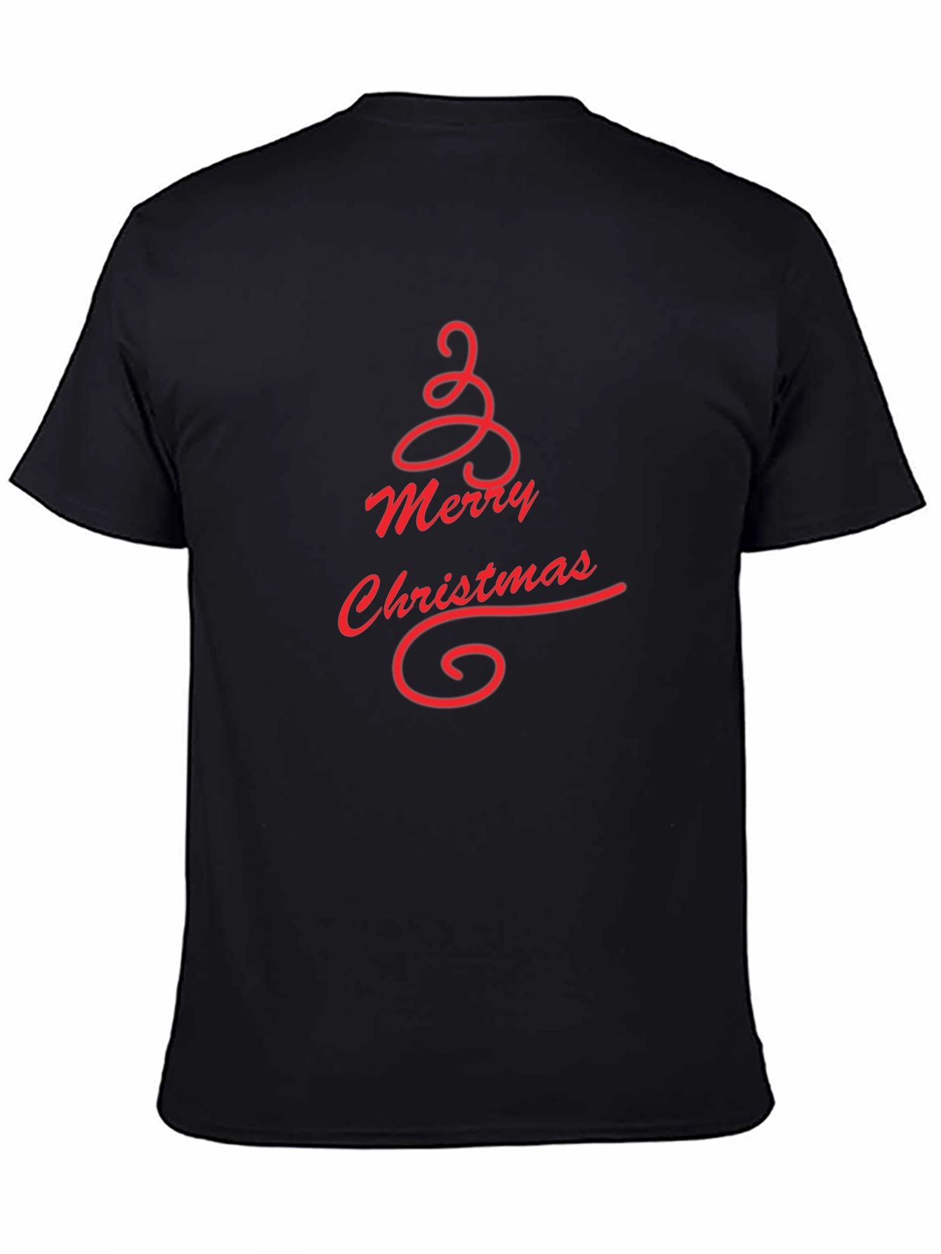 Merry Christmas Tree Graphic Tee - Black