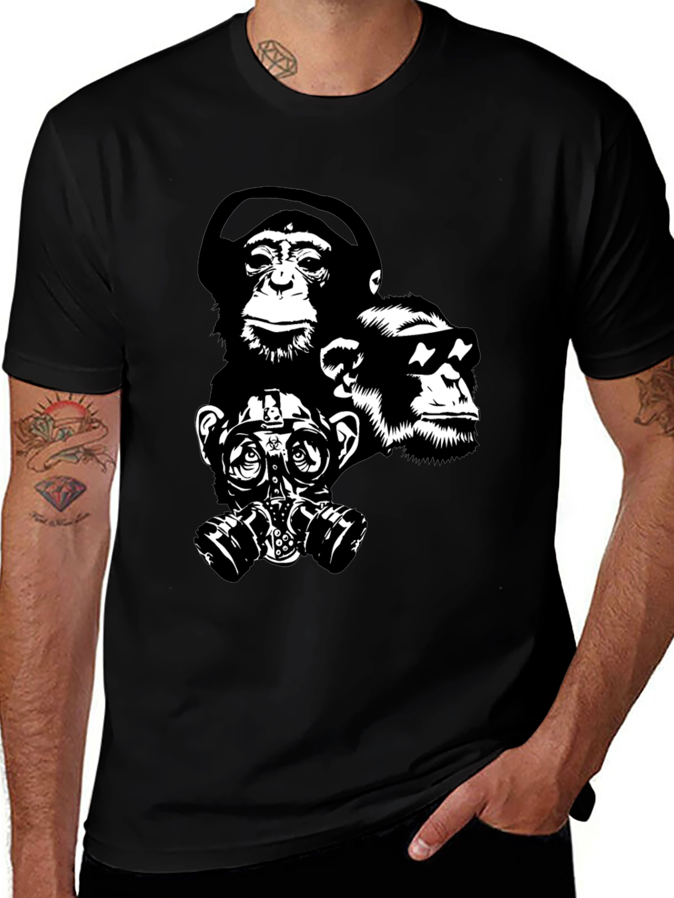Ape Squad Black T-Shirt - Cool Monkey Design