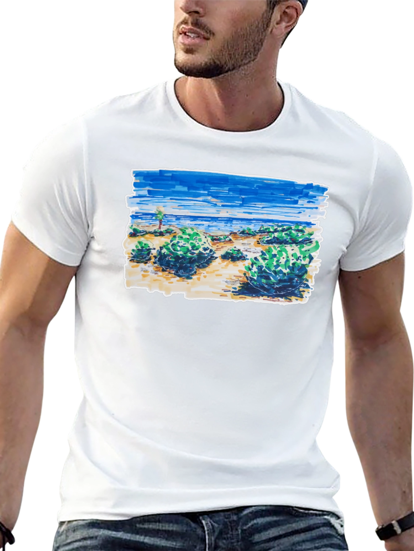 Coastal Sketch Graphic Tee - Black