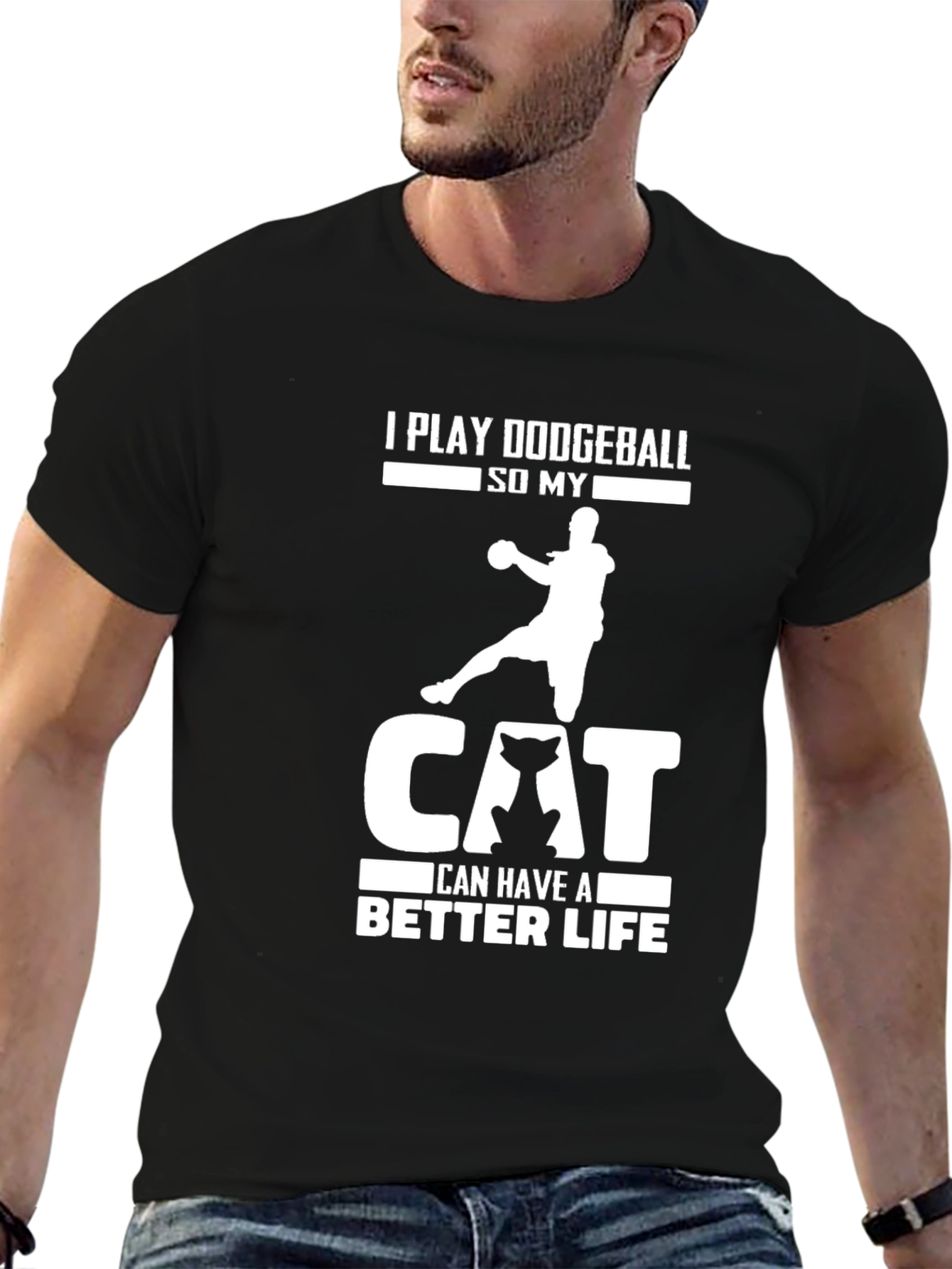 Dodgeball Cat Lover Graphic T-Shirt