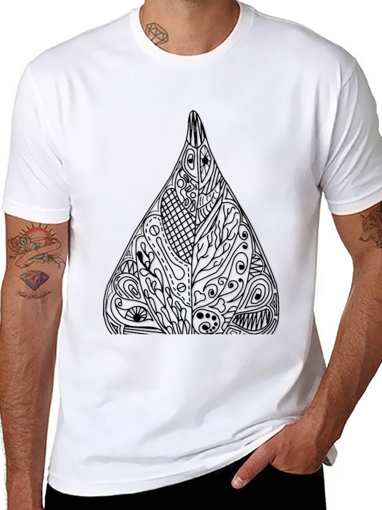Abstract Geometric Triangle Graphic Tee - Black