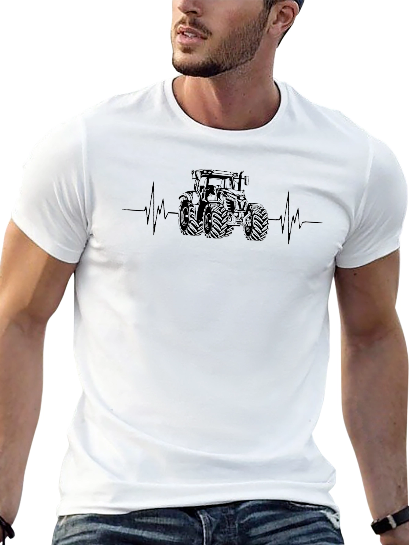 Tractor Heartbeat Graphic Tee - Farming Life Shirt