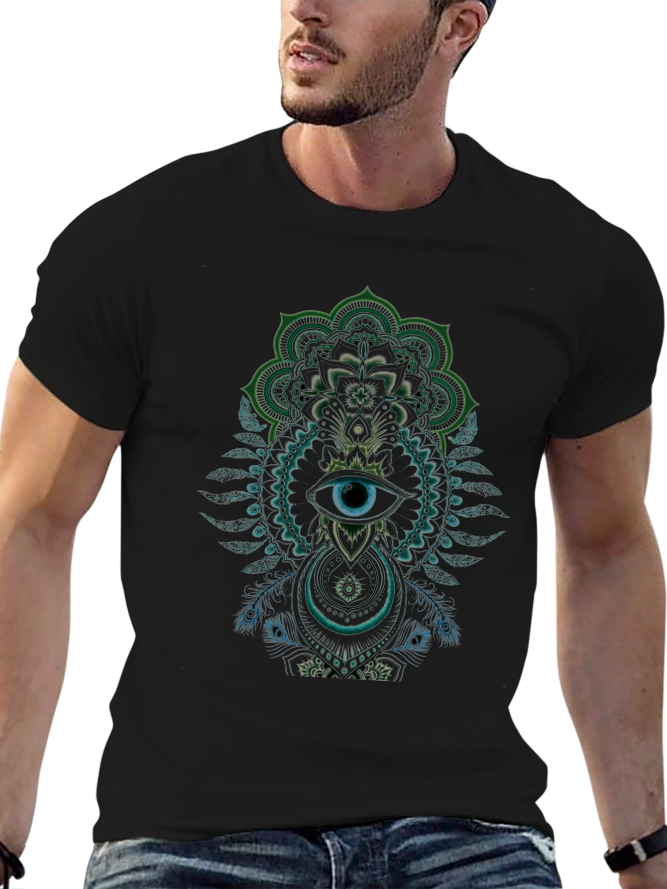 Mystic Eye Mandala Graphic Black T-Shirt