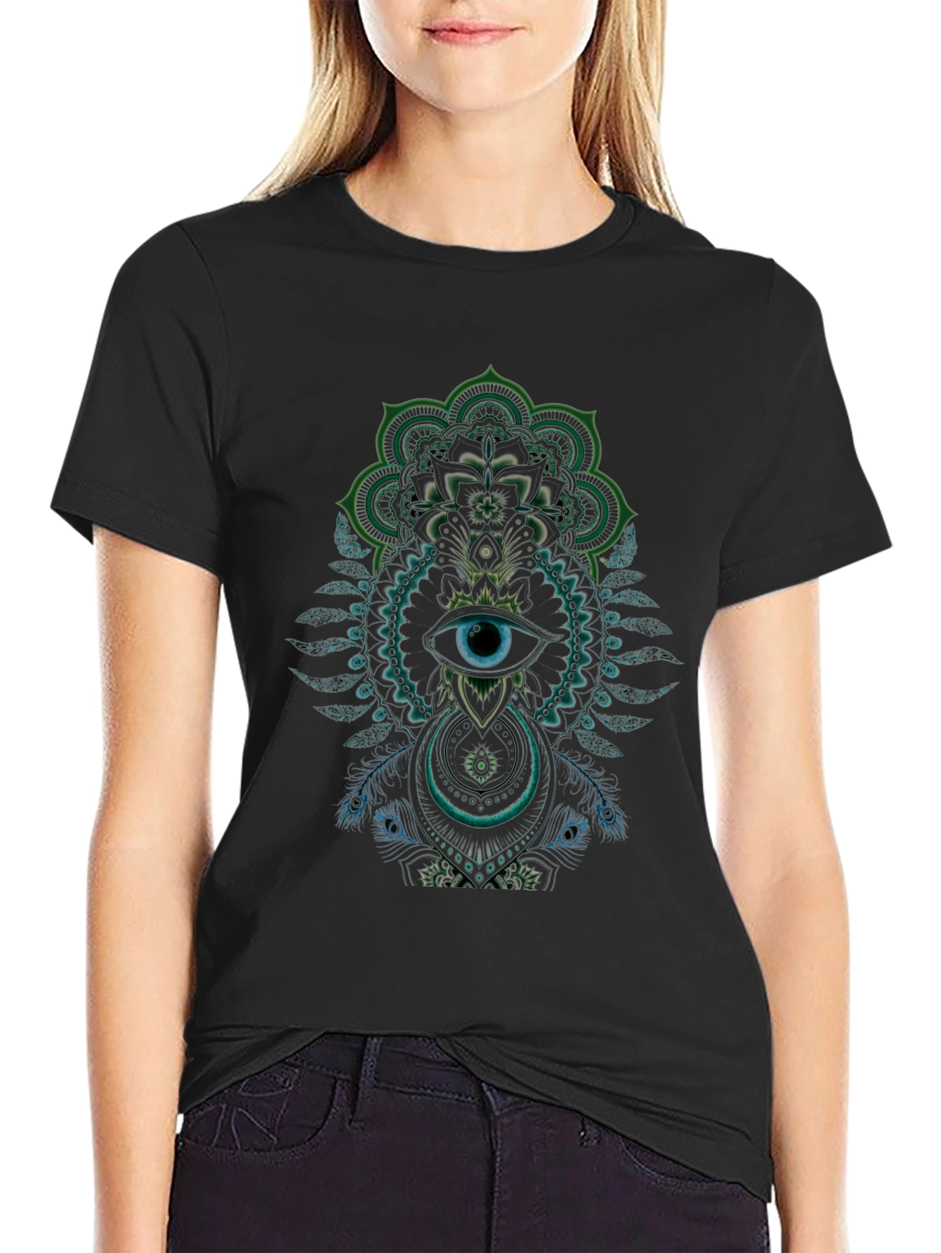 Mystic Eye Mandala Graphic Black T-Shirt