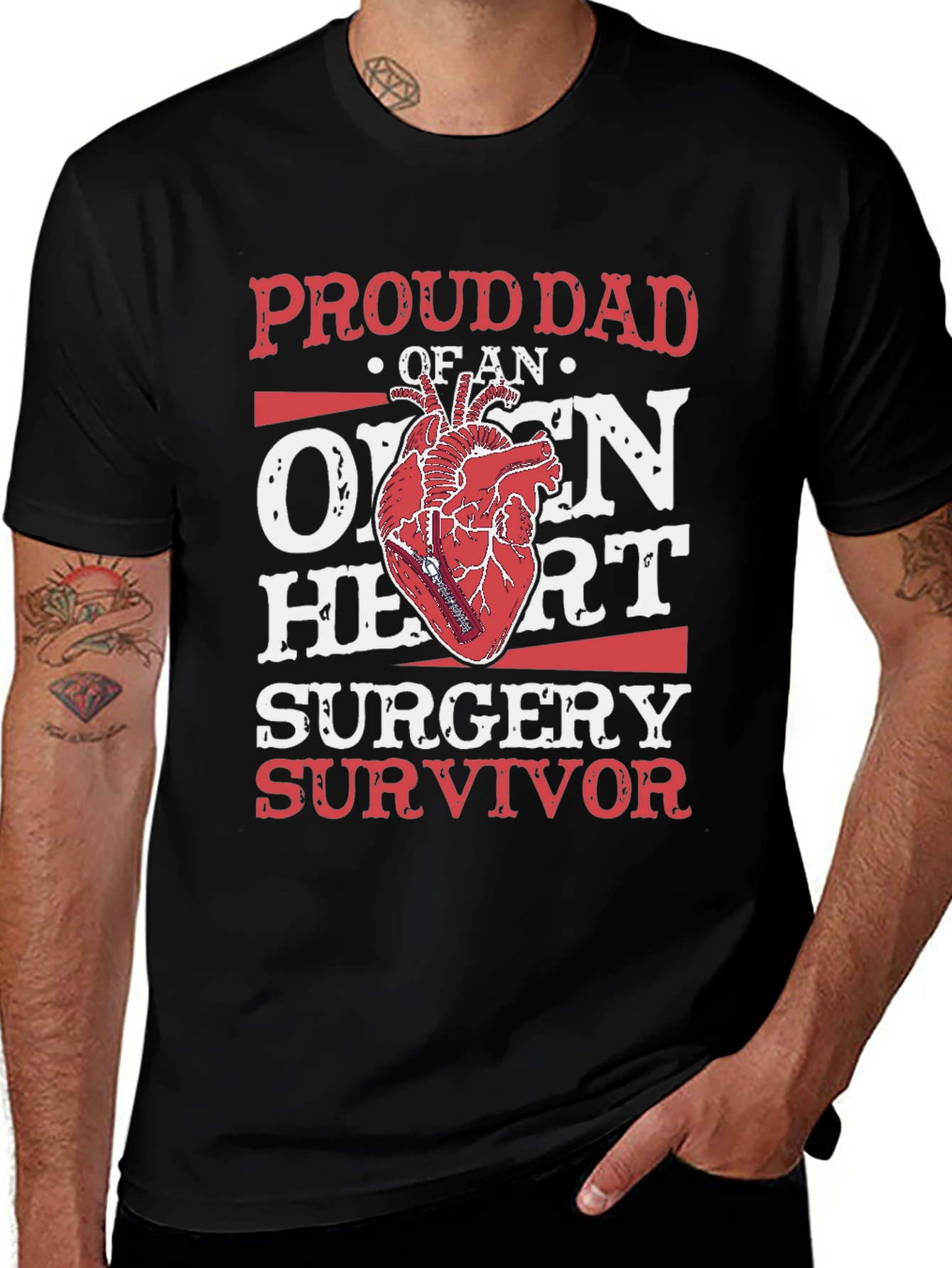 Proud Dad Open Heart Surgery Survivor Graphic T-Shirt