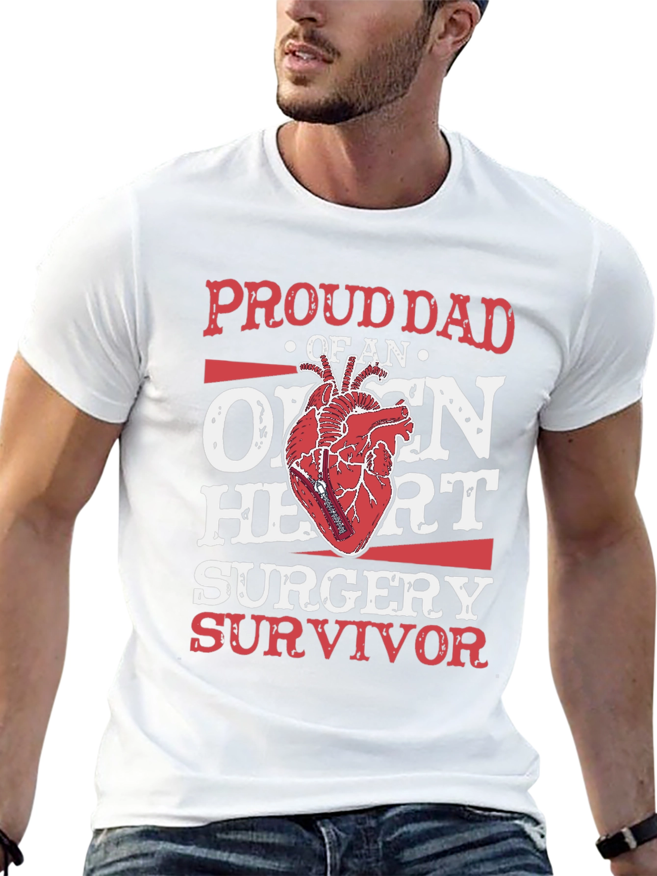 Proud Dad Open Heart Surgery Survivor Graphic T-Shirt