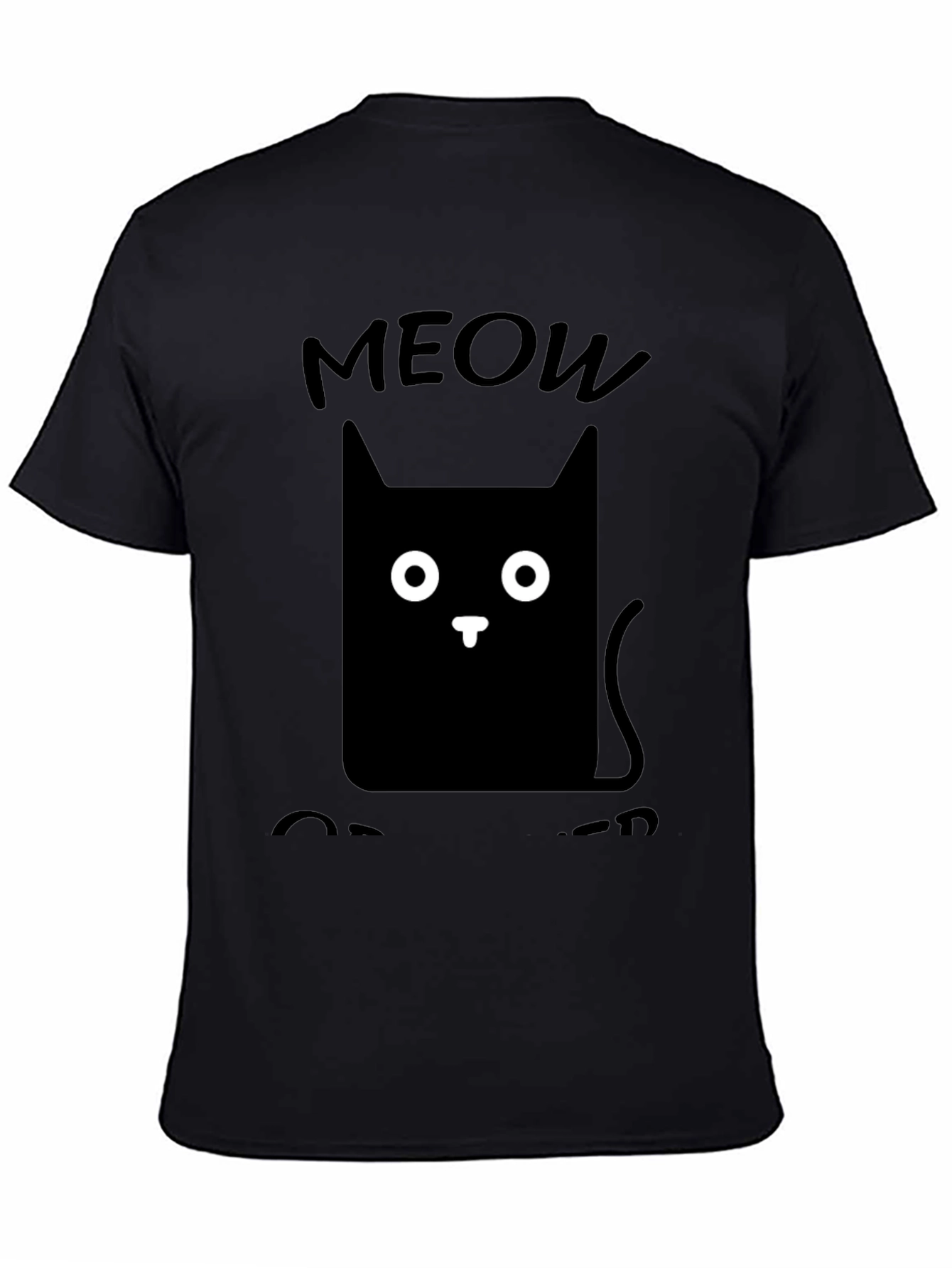 Meow Cat T-Shirt Cute Cat Graphic Tee Black Shirt