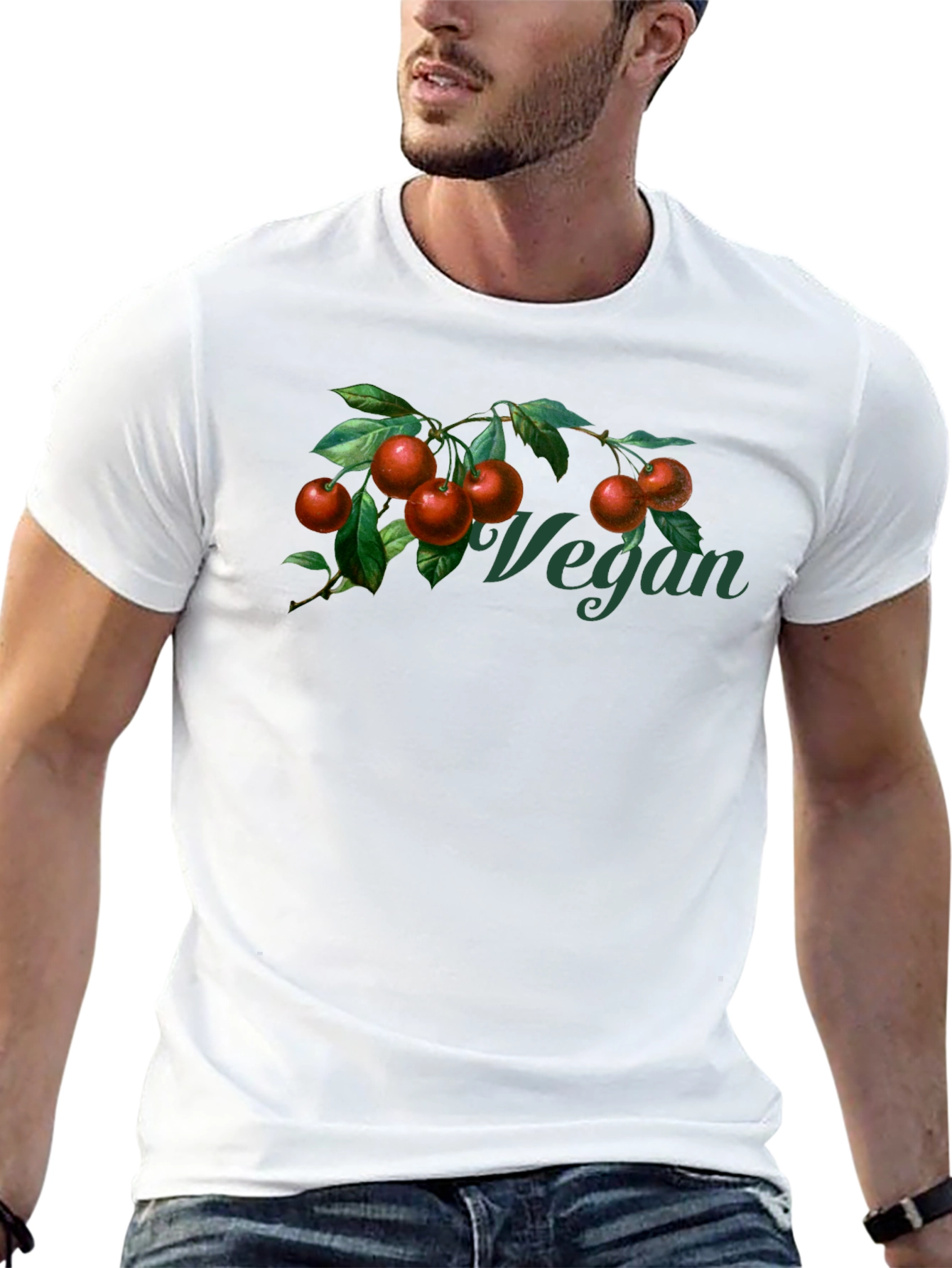 Vegan Cherry Branch Graphic T-Shirt - Unisex