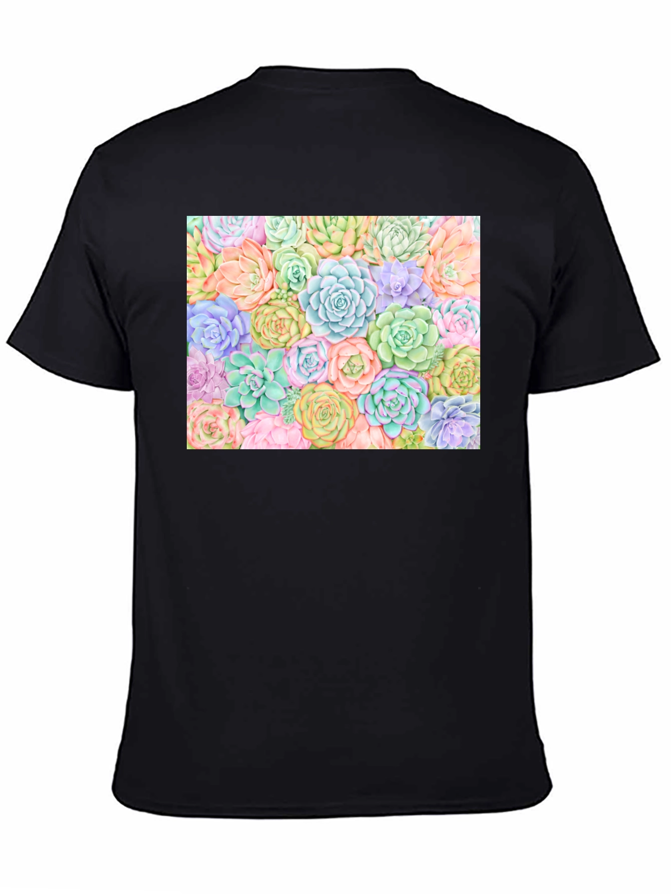 Succulent Print Black Tee