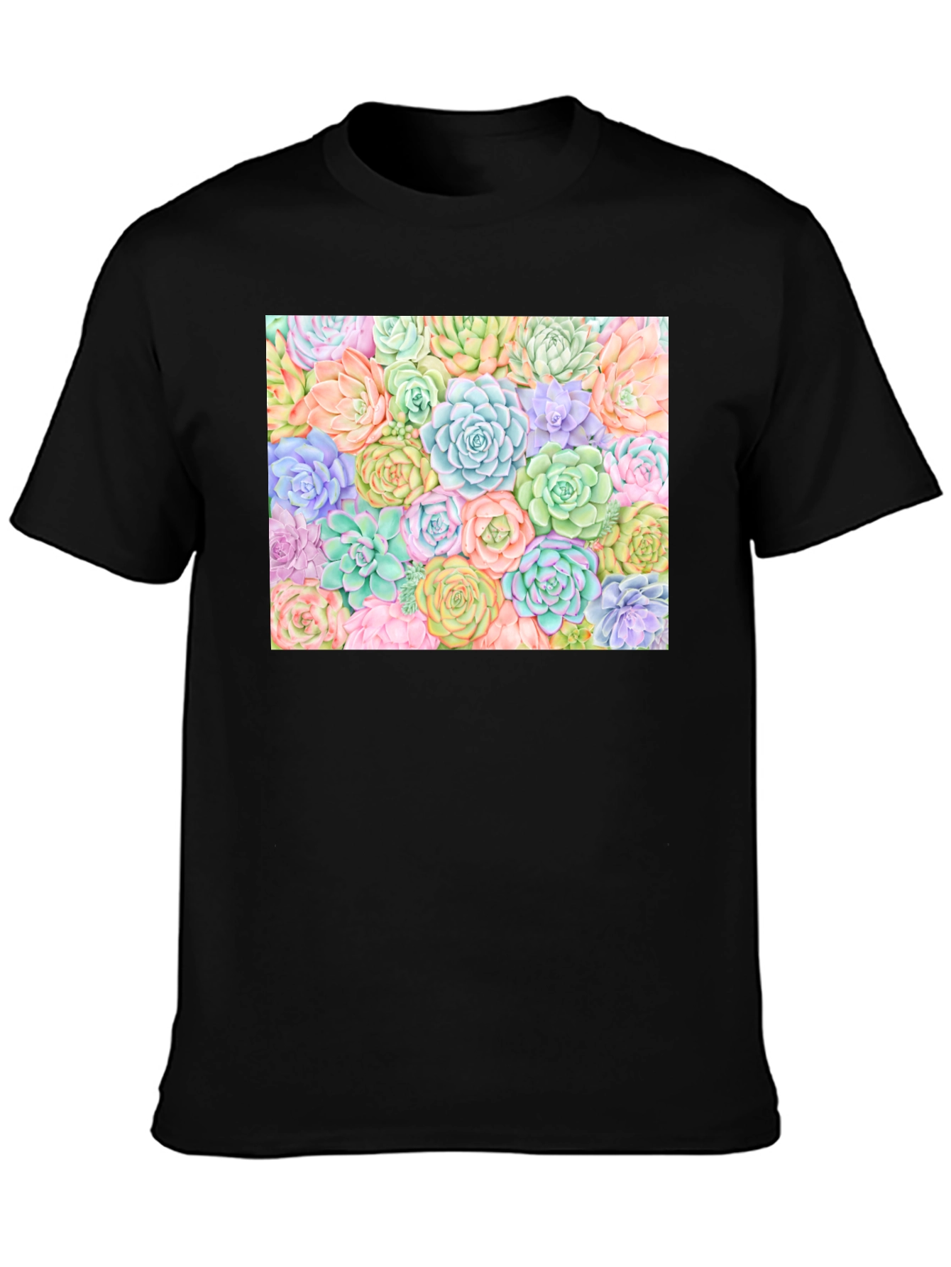 Succulent Print Black Tee