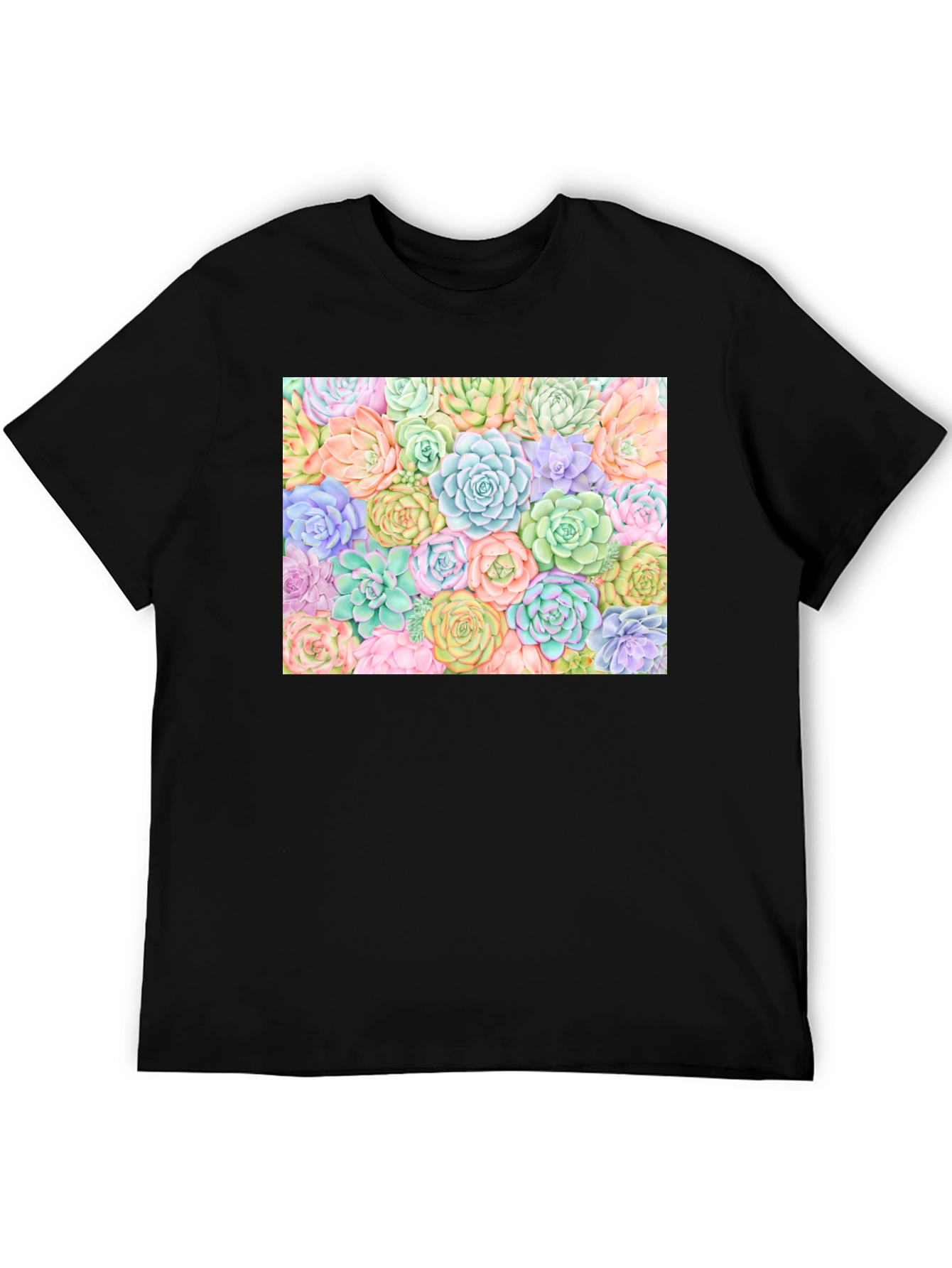 Succulent Print Black Tee