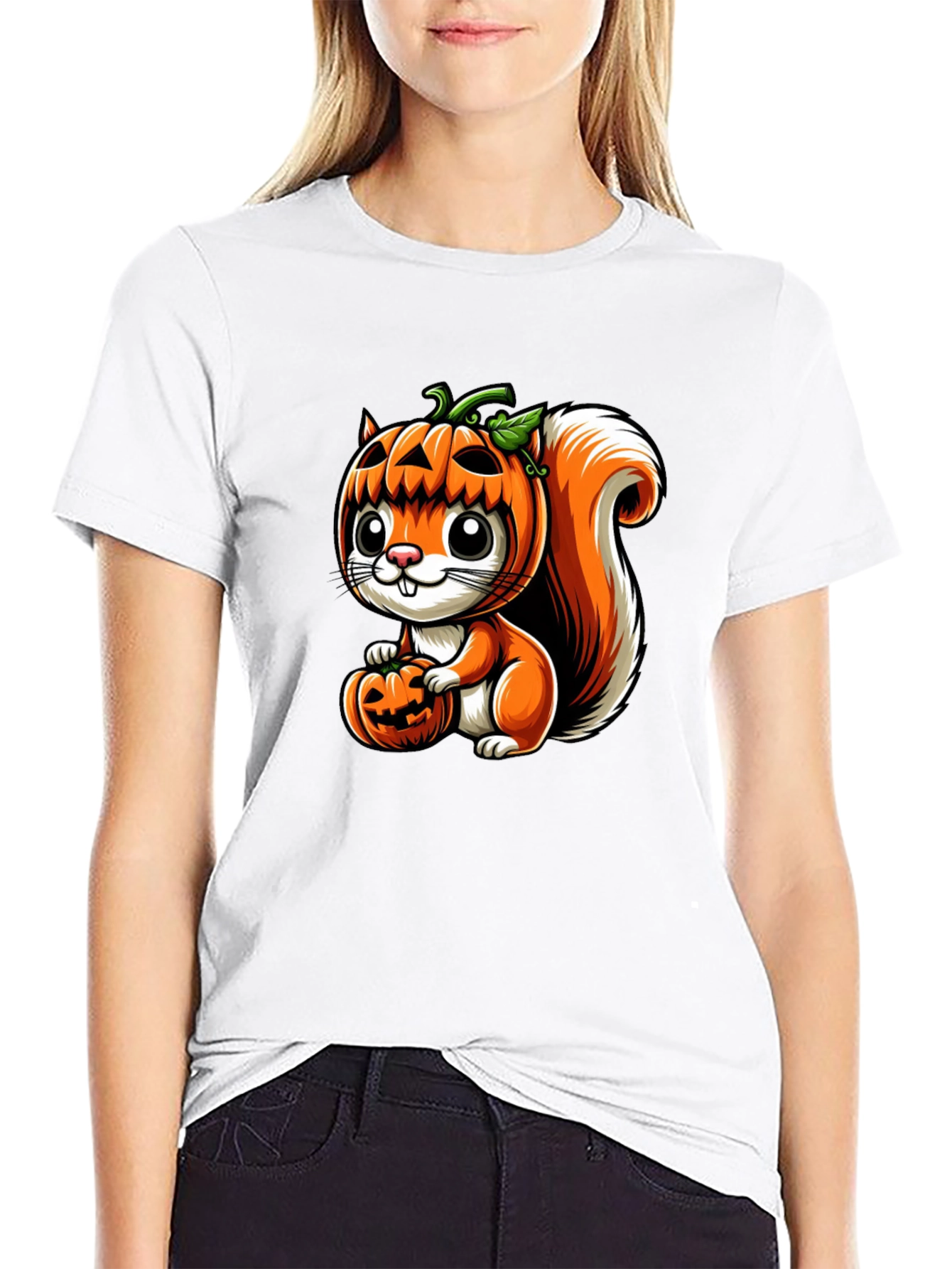 Halloween Squirrel Pumpkin Head T-Shirt