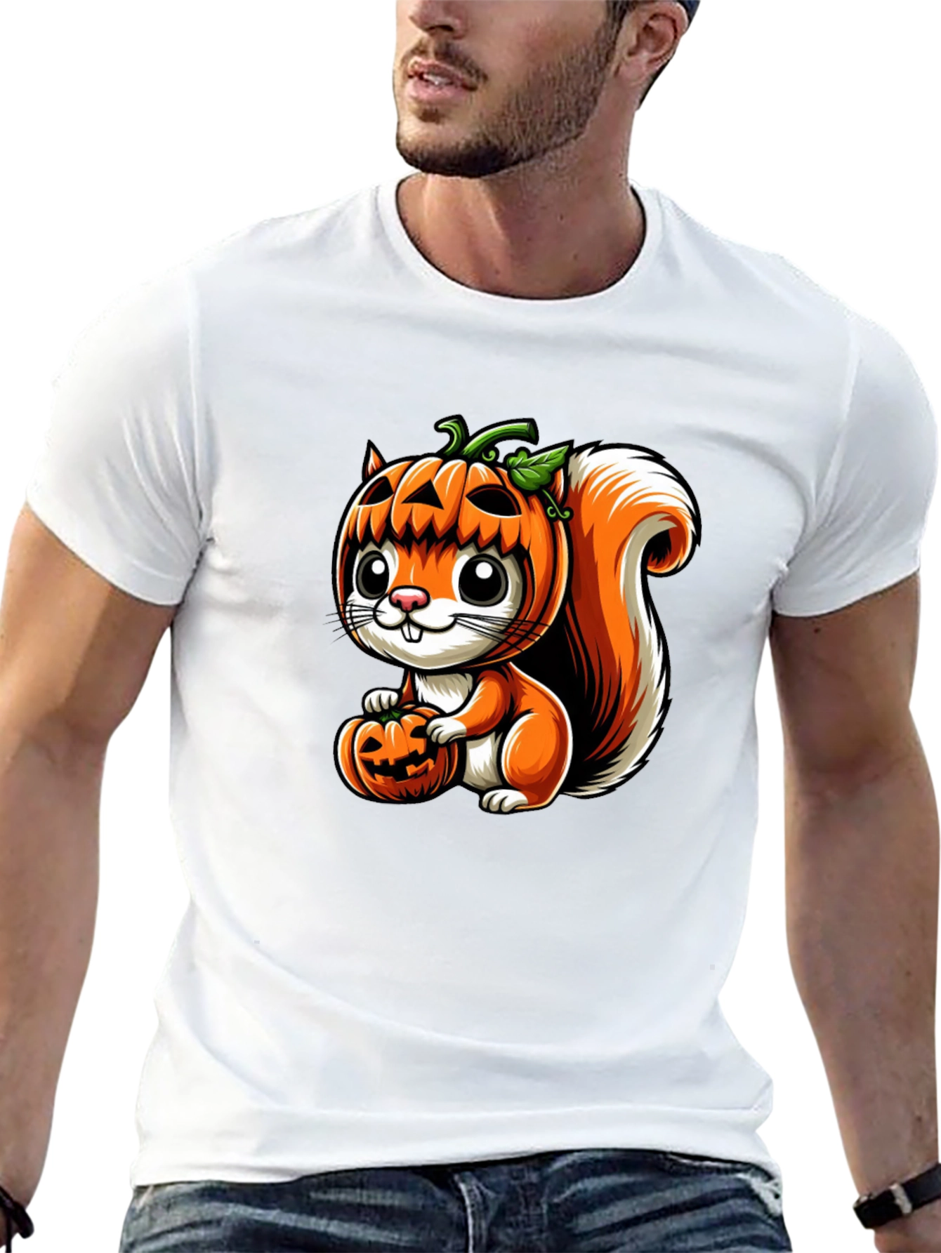 Halloween Squirrel Pumpkin Head T-Shirt