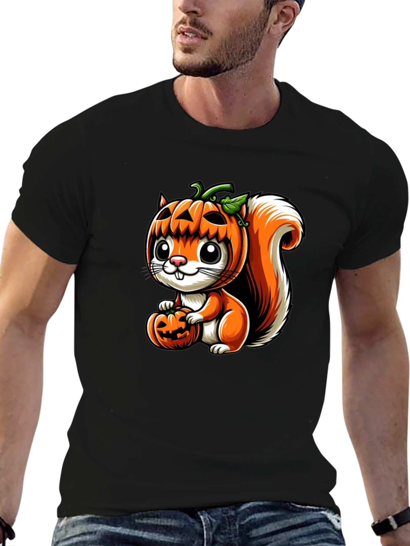 Halloween Squirrel Pumpkin Head T-Shirt