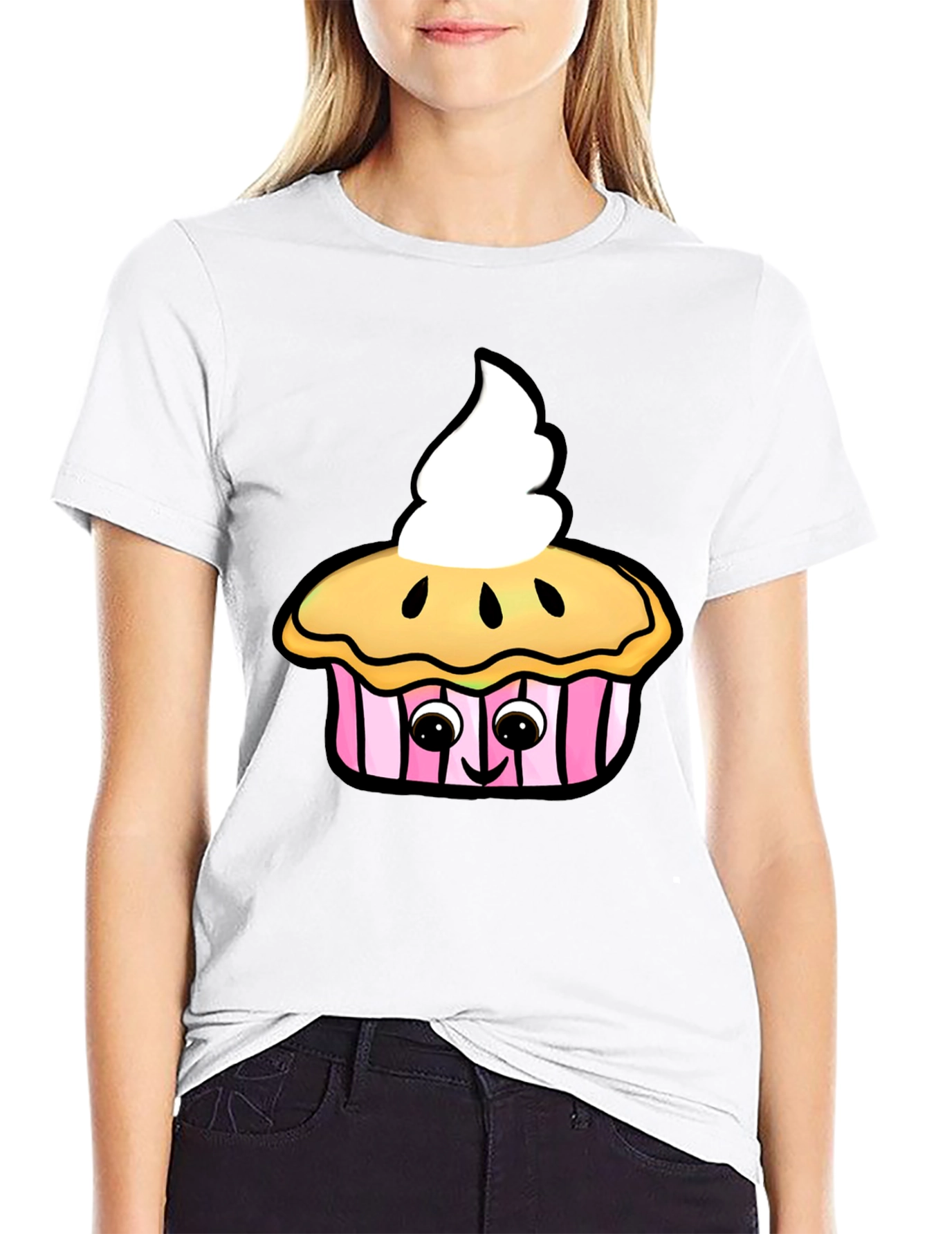 Cute Cupcake Graphic Black T-Shirt