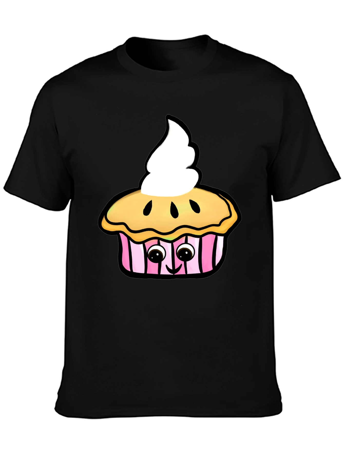 Cute Cupcake Graphic Black T-Shirt