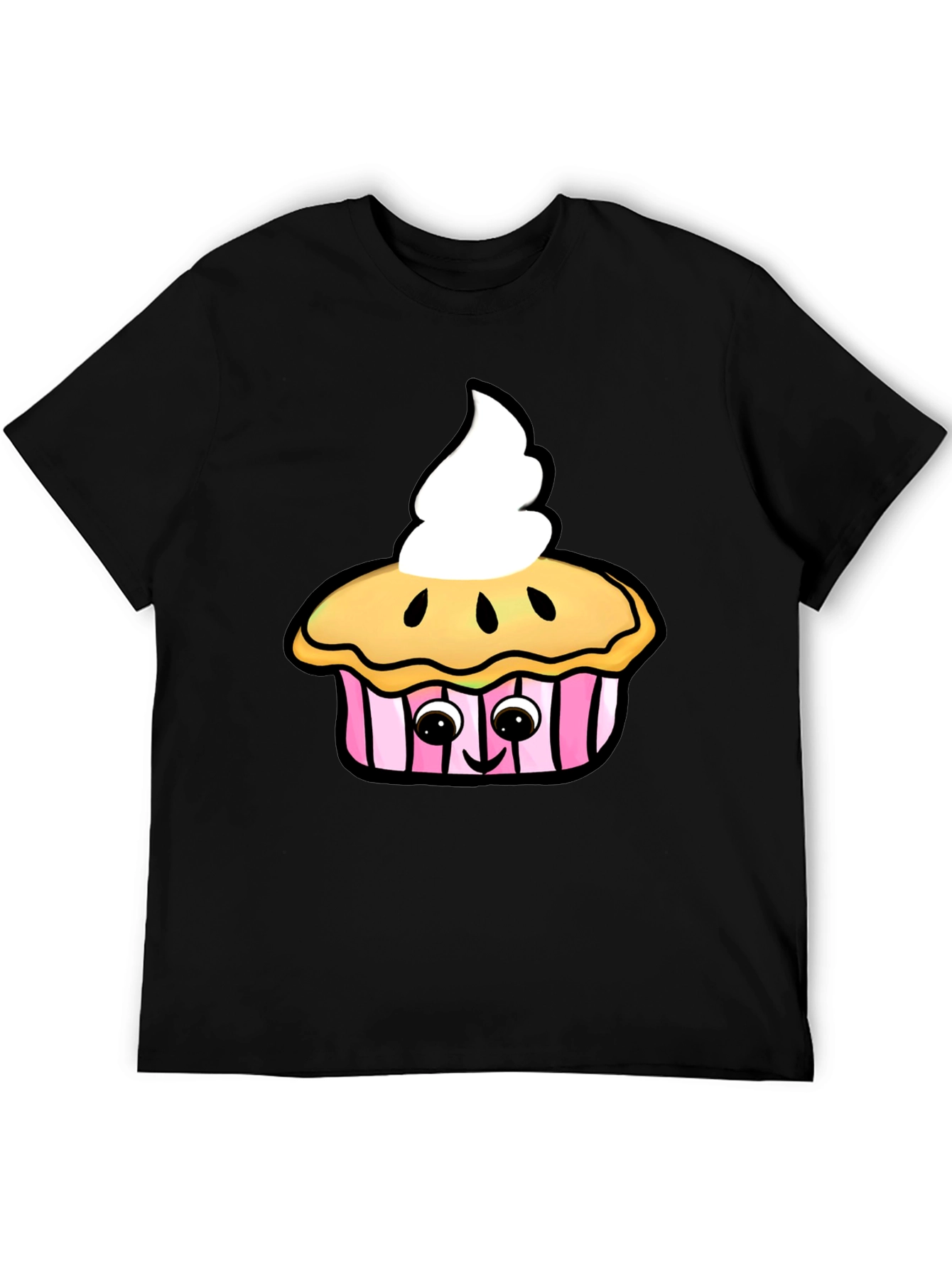 Cute Cupcake Graphic Black T-Shirt