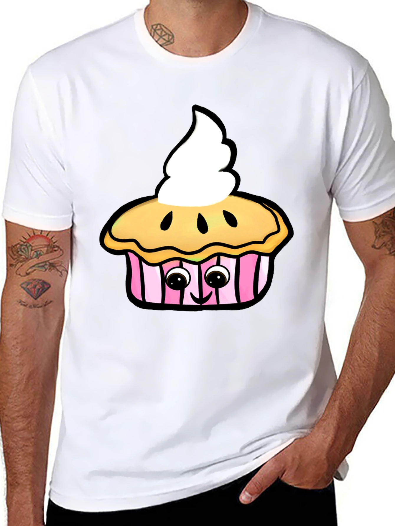 Cute Cupcake Graphic Black T-Shirt