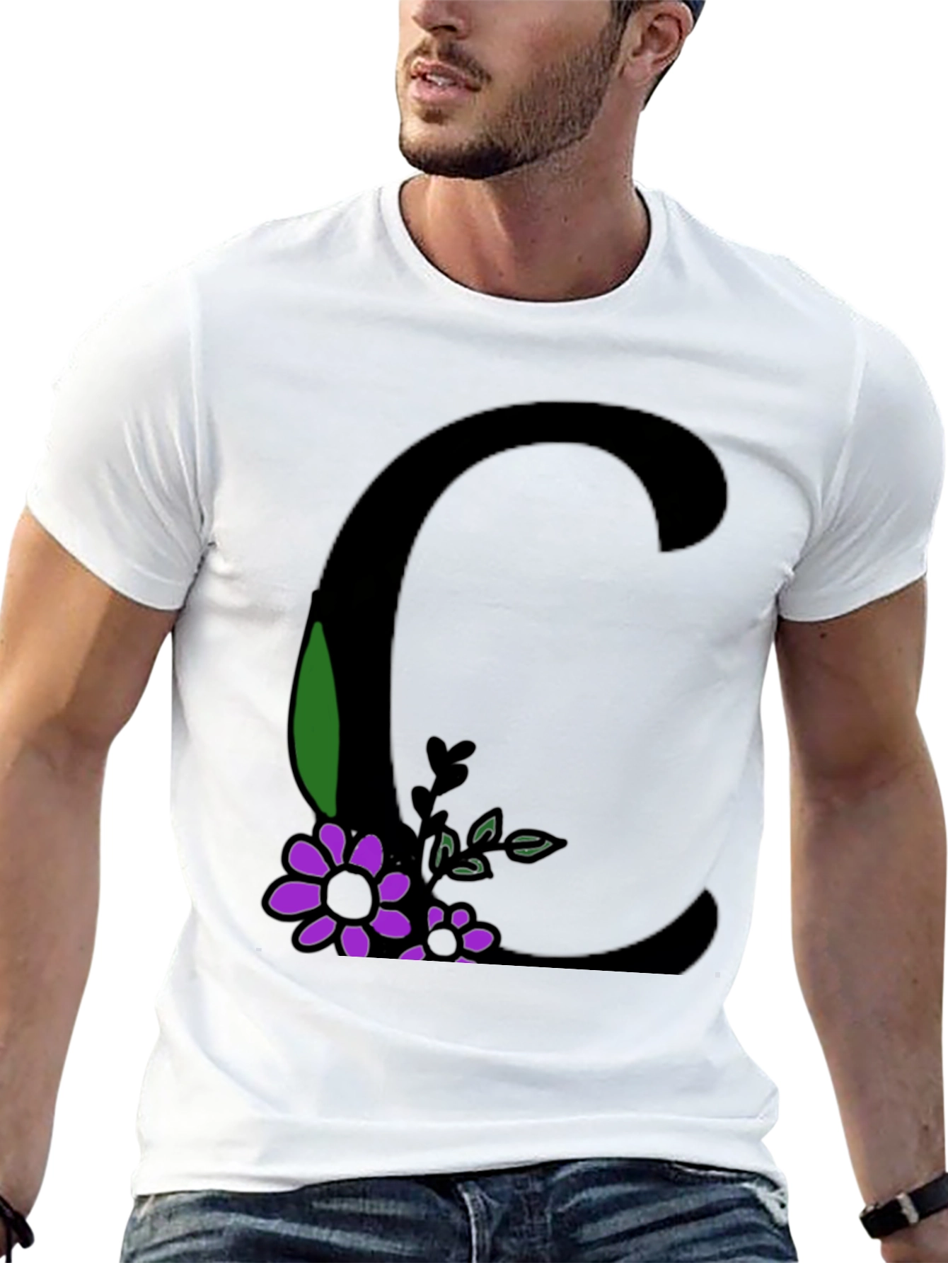 Floral Initial C Graphic T-Shirt