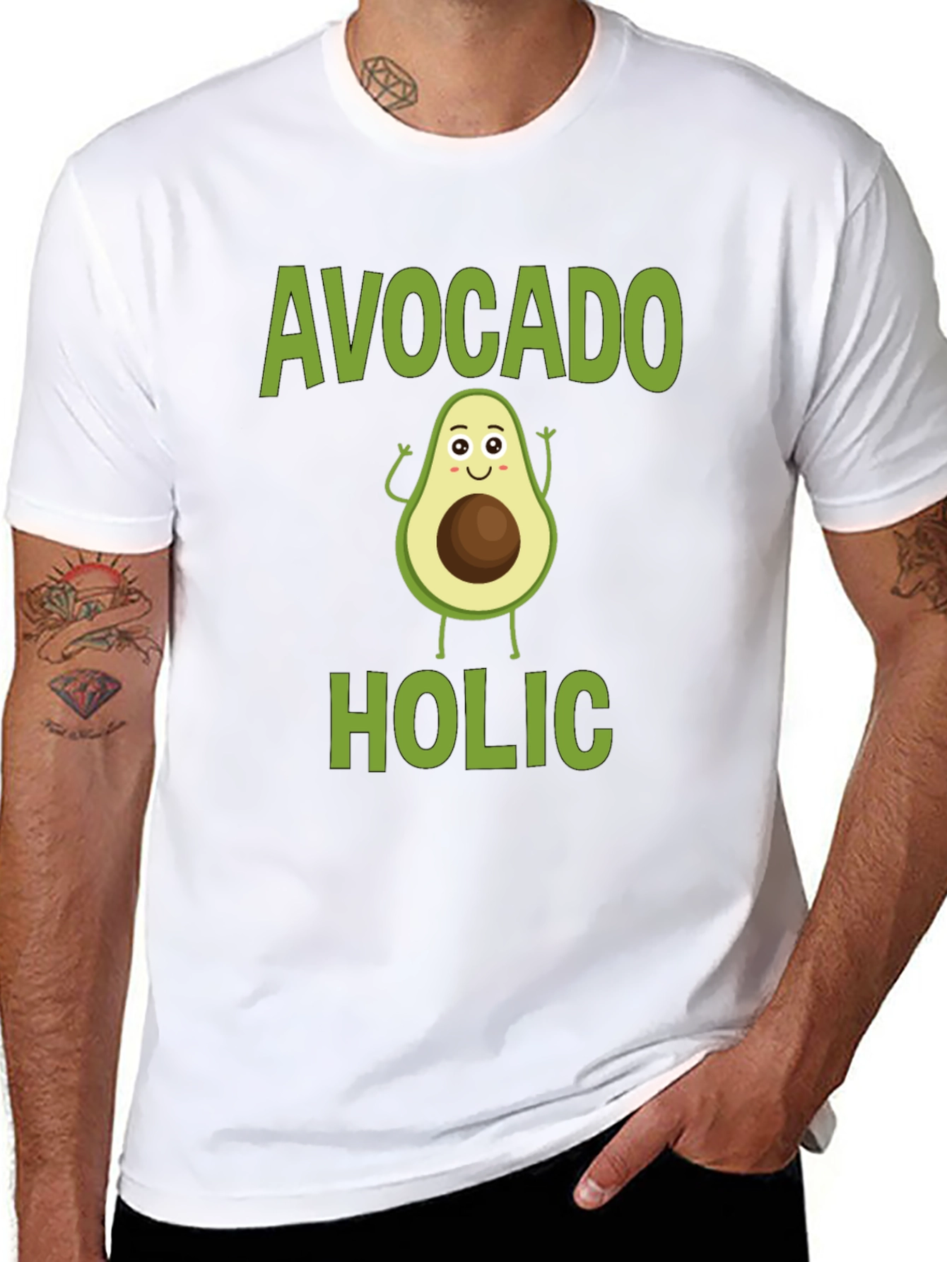 Avocado-holic Graphic Tee - Black Cotton T-Shirt