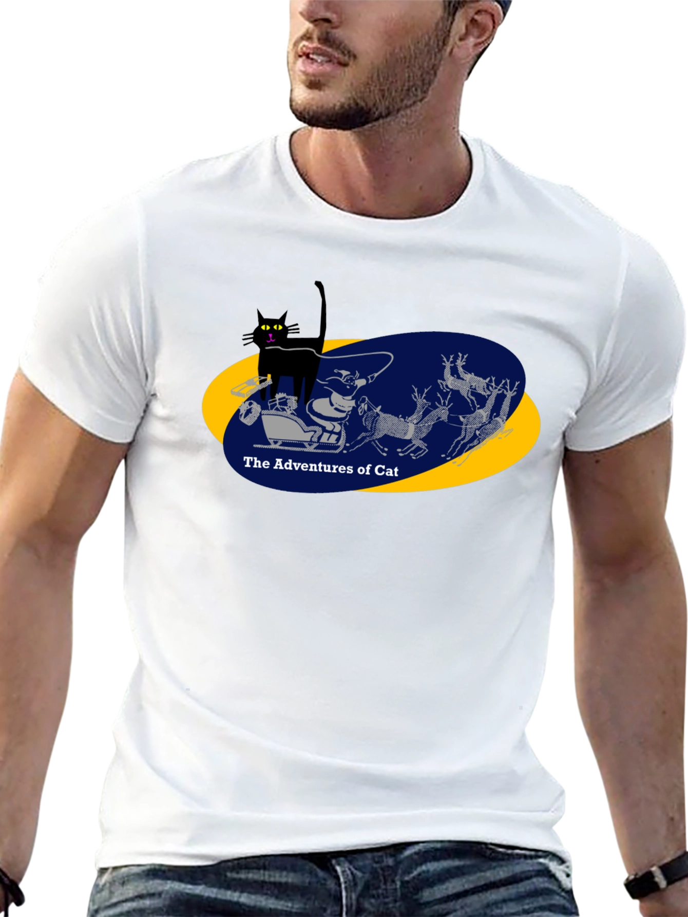Adventures of Cat Graphic Tee - Black