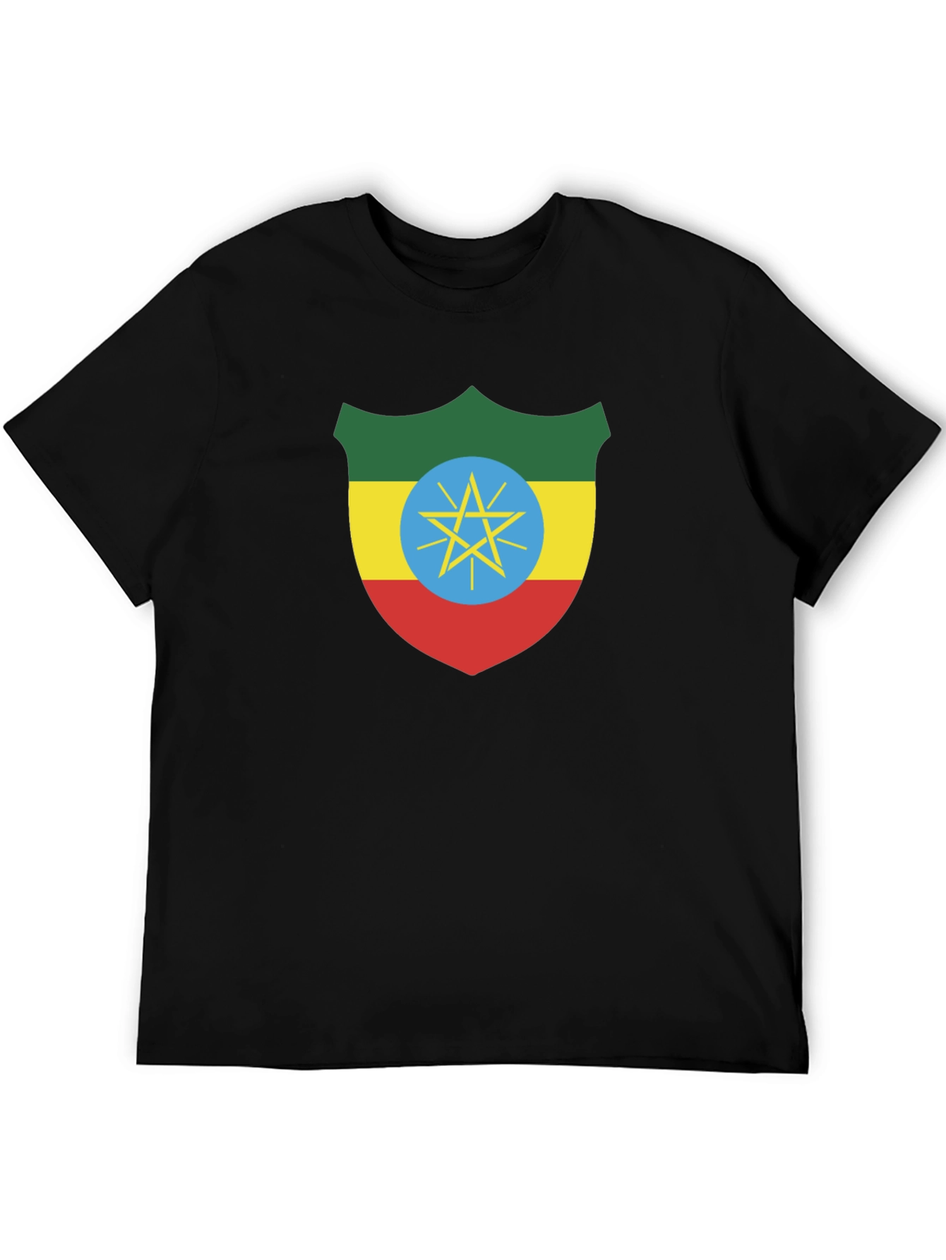 Ethiopian Flag Shield Black T-Shirt