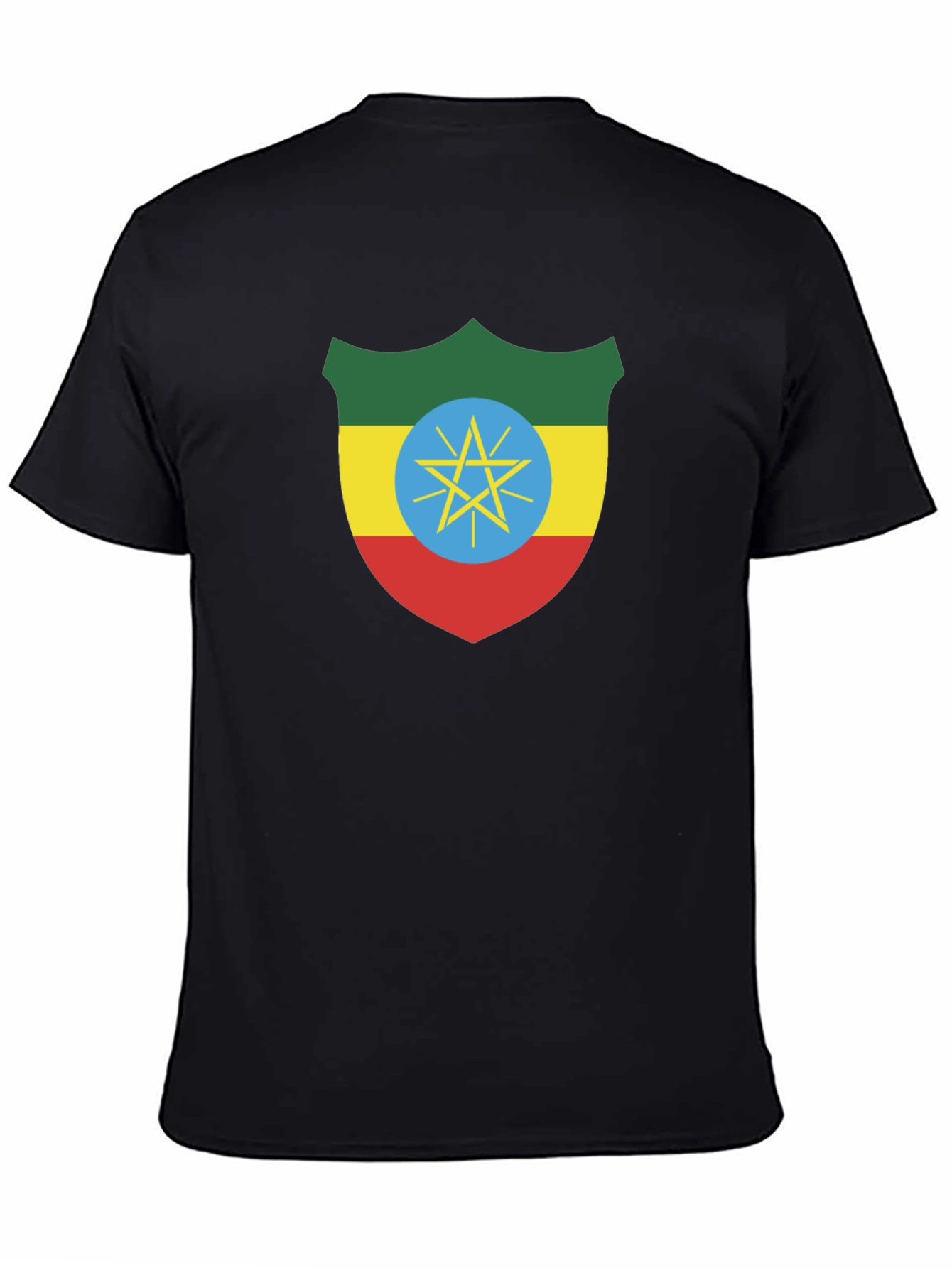 Ethiopian Flag Shield Black T-Shirt