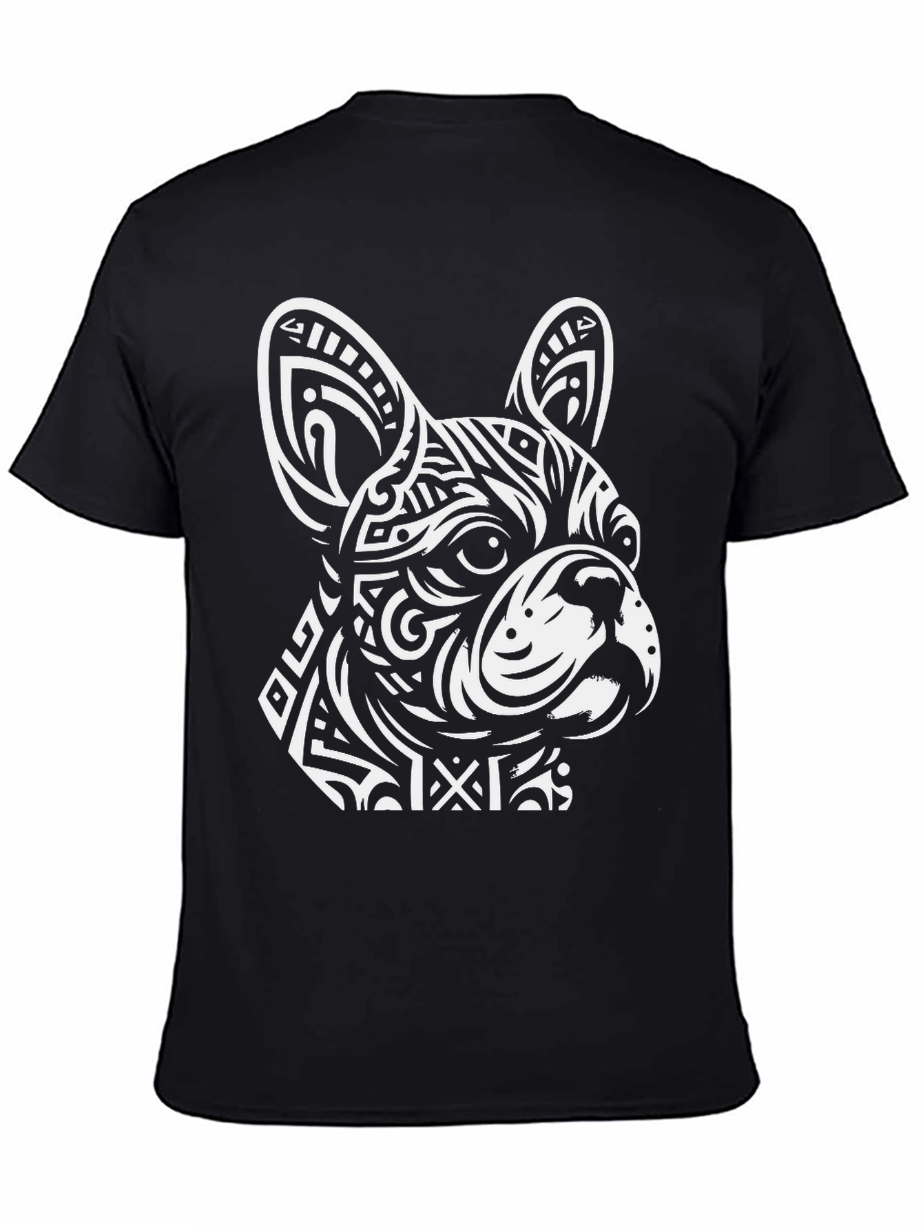 Dog Head Graphic Tee - Black Crew Neck T-Shirt
