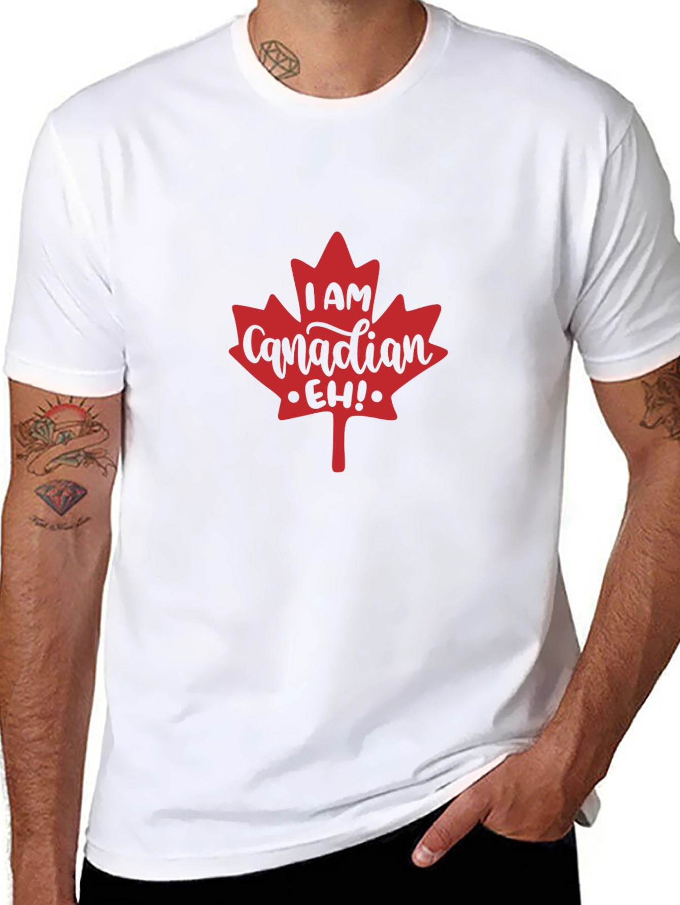 I am Canadian Eh! Maple Leaf Black T-Shirt