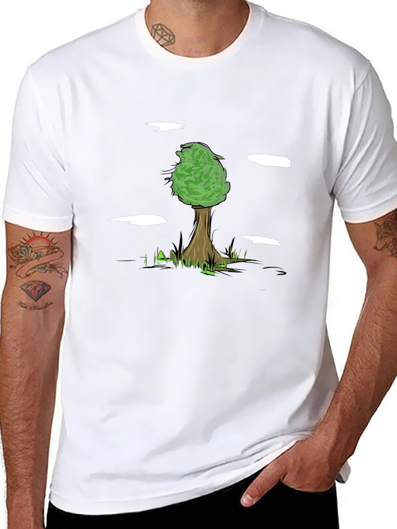 Nature Tree Graphic Tee - Black Cotton Comfort