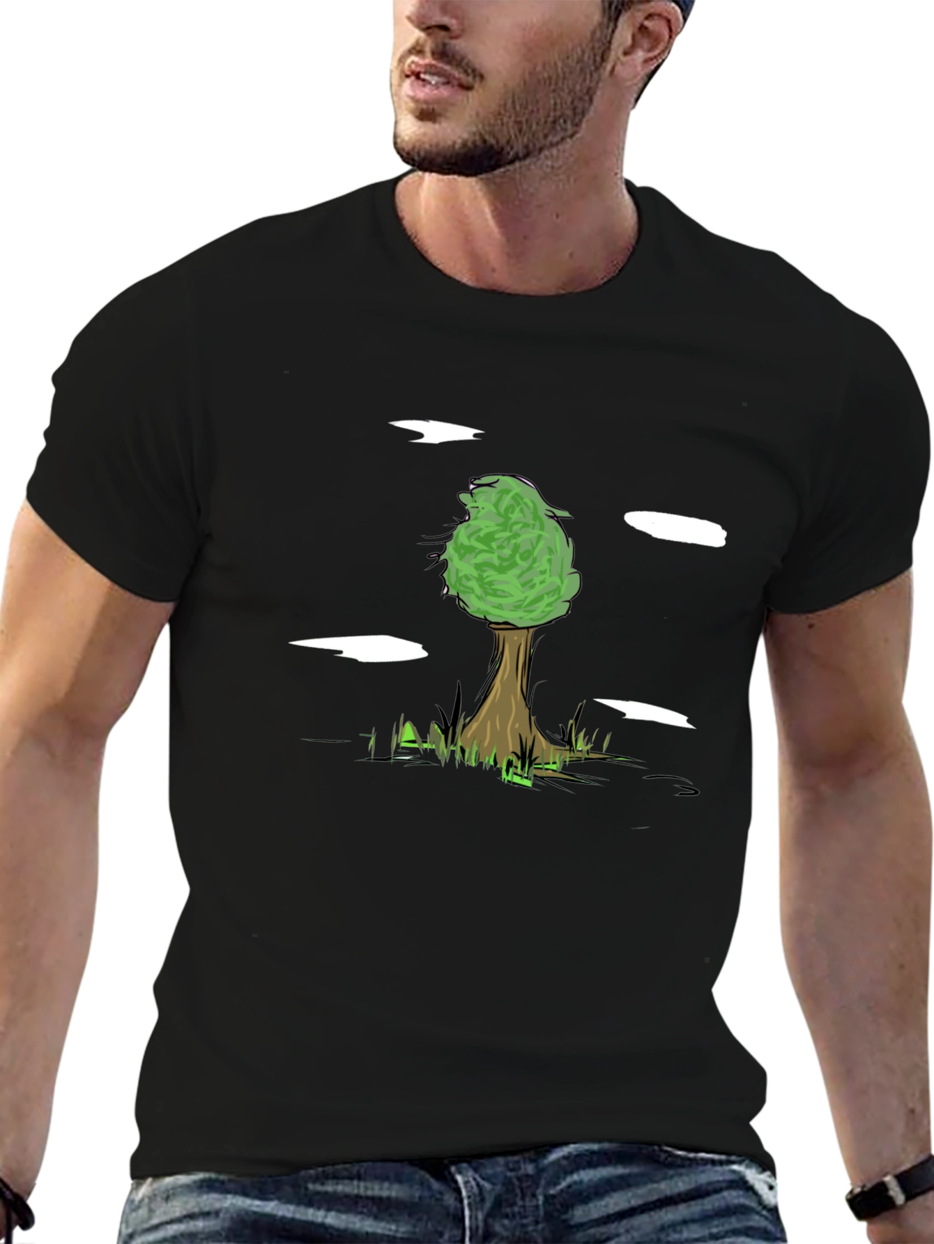 Nature Tree Graphic Tee - Black Cotton Comfort