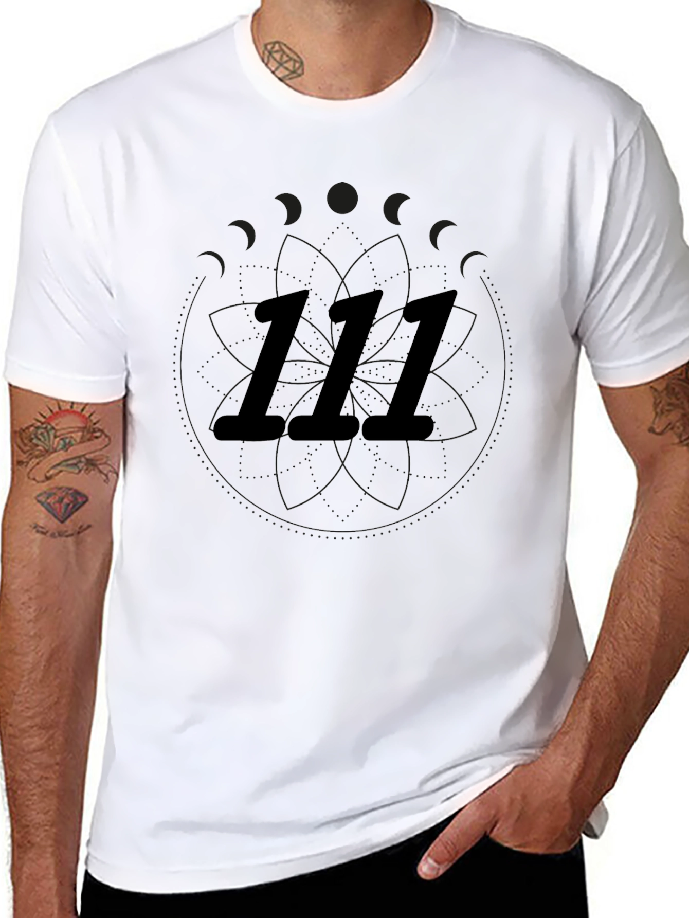 111 Numerology Graphic Black T-Shirt