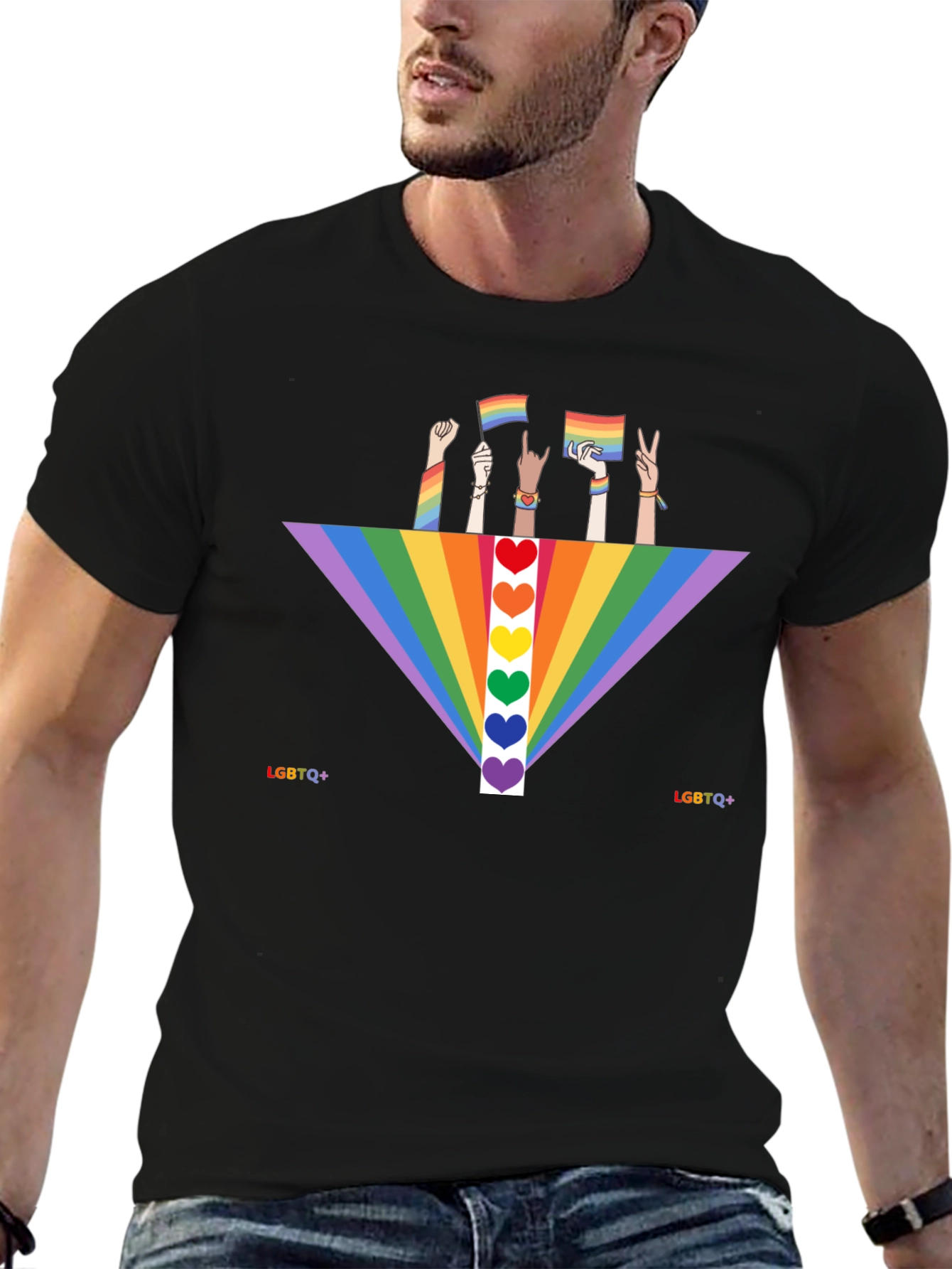 LGBTQ+ Pride Rainbow Heart T-Shirt