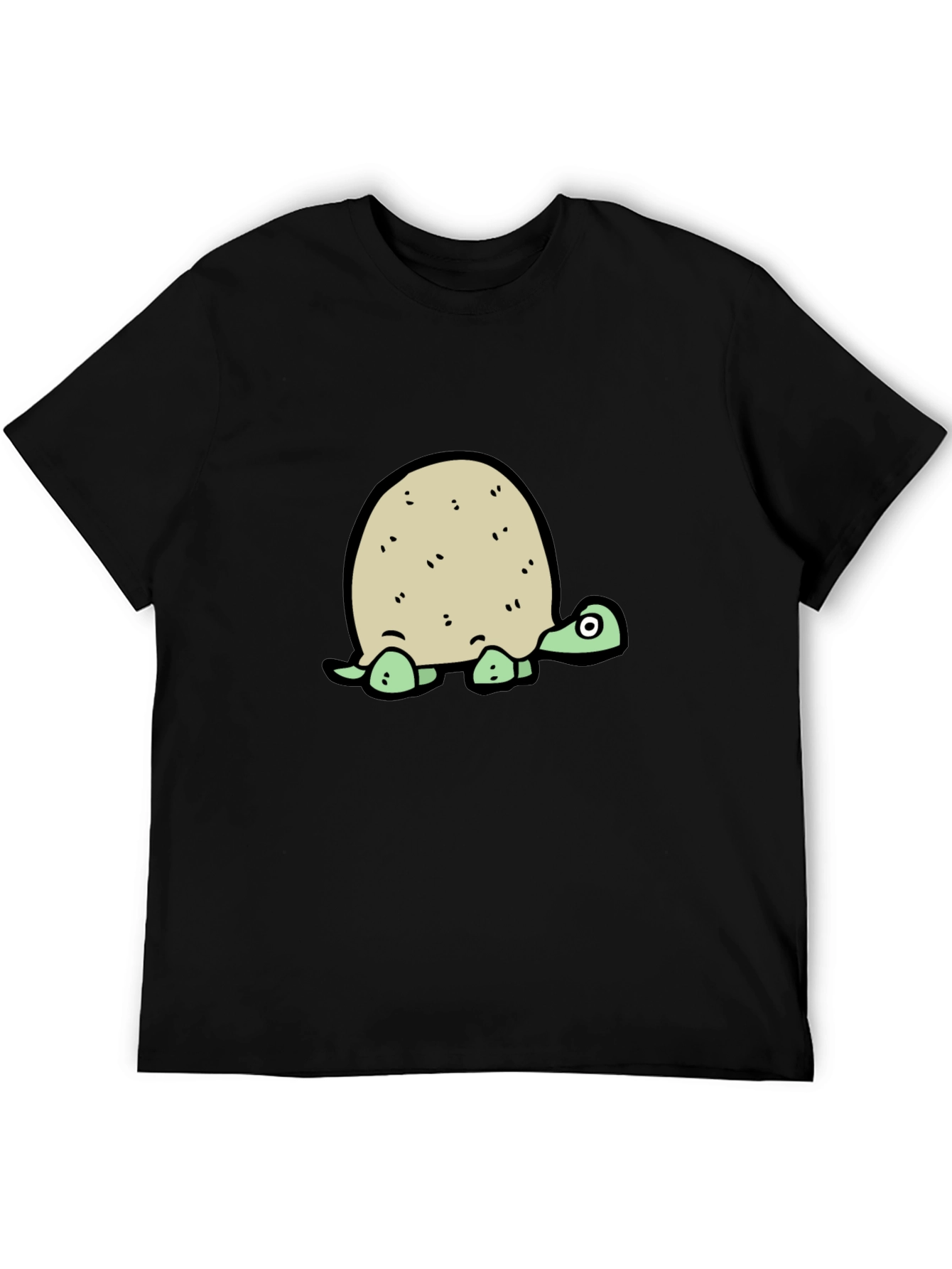 Cartoon Turtle Graphic Tee - Black T-Shirt